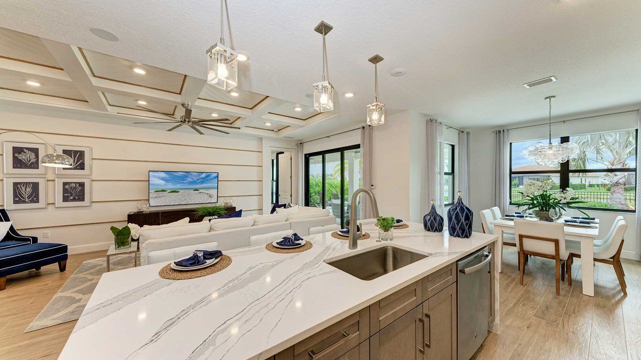 Ana Maria Model Home | Island Kitchen into Great Room