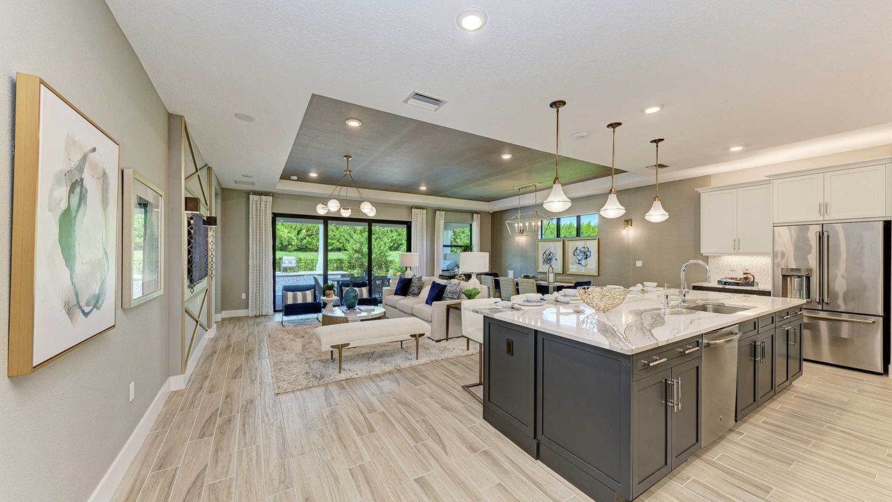 Fiesta Model Home | Island Kitchen into Great Room
