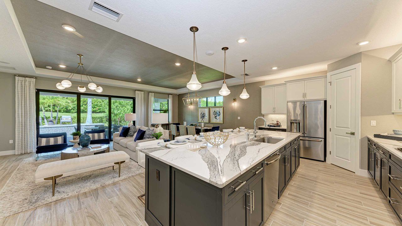 Fiesta Model Home | Island Kitchen into Great Room