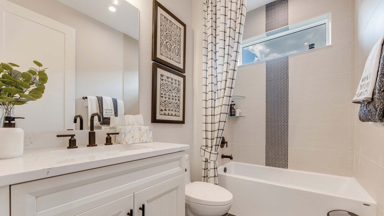 Jade Model Home | Secondary Bath - Model shown is from sister community
