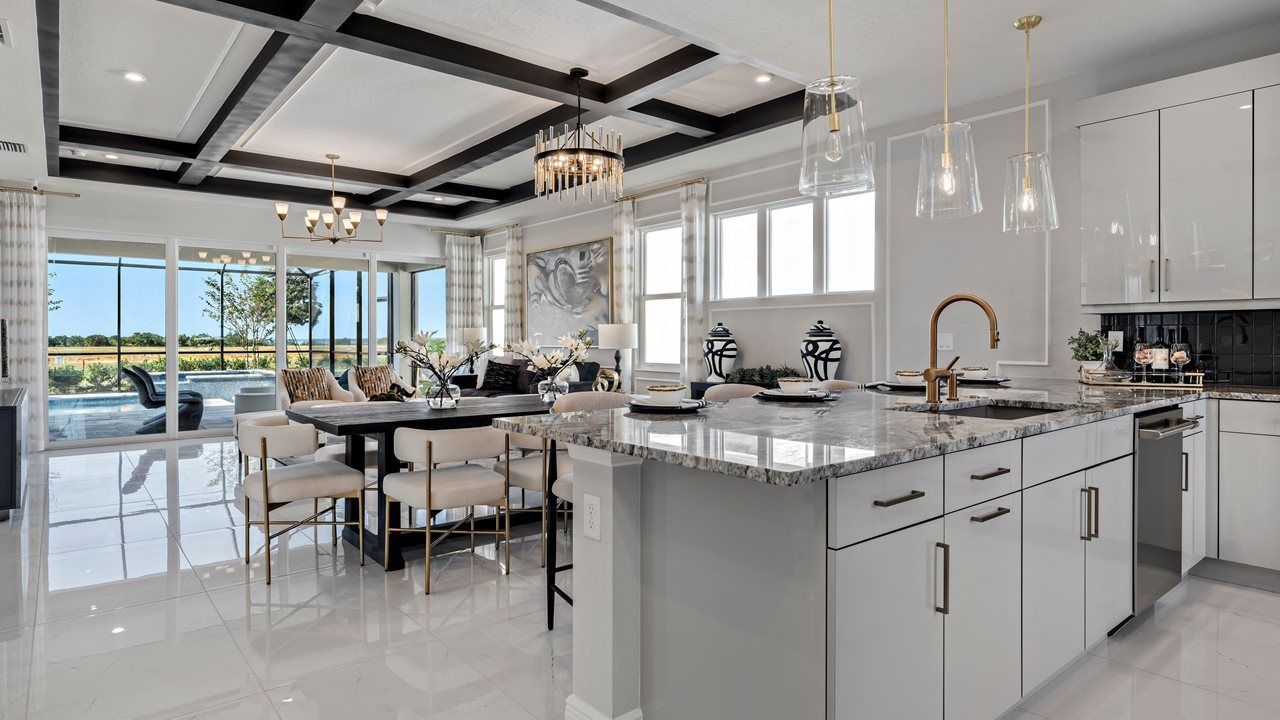 Kitchen Island & Dining Room - Eva Model Home
