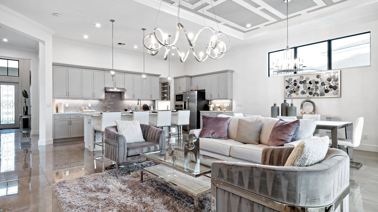 Great Room to Kitchen - Model Shown from sister community