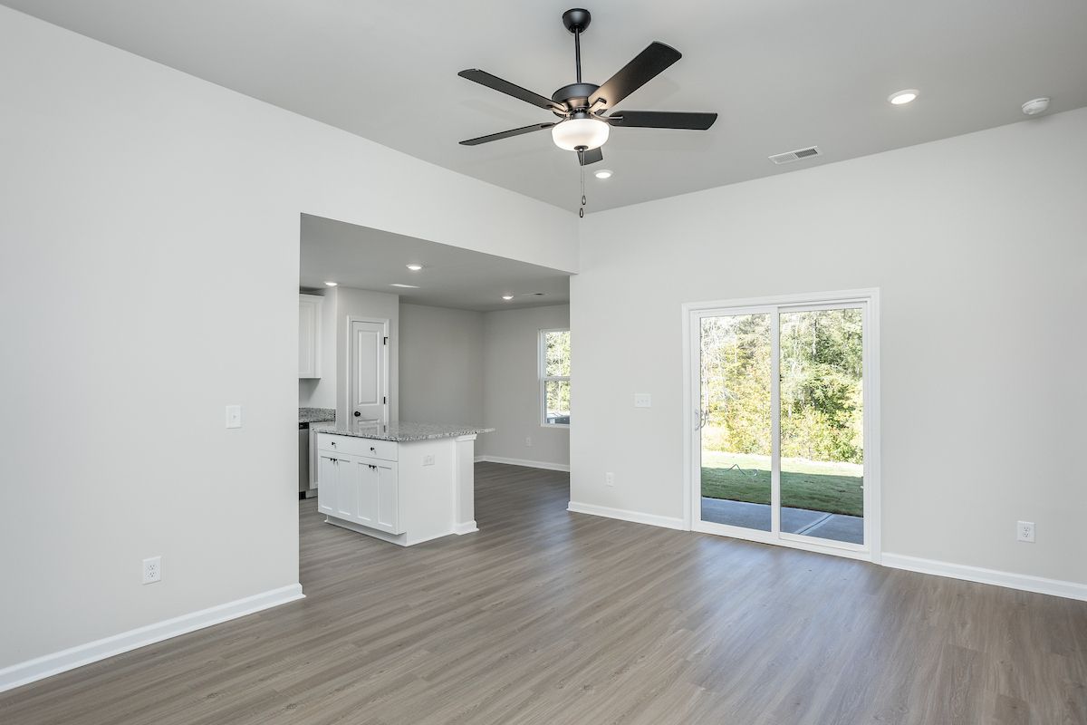 Open-concept living area. 