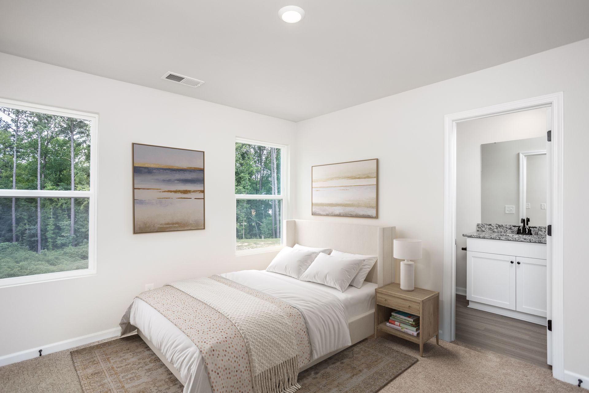 Each bedroom has windows and a closet