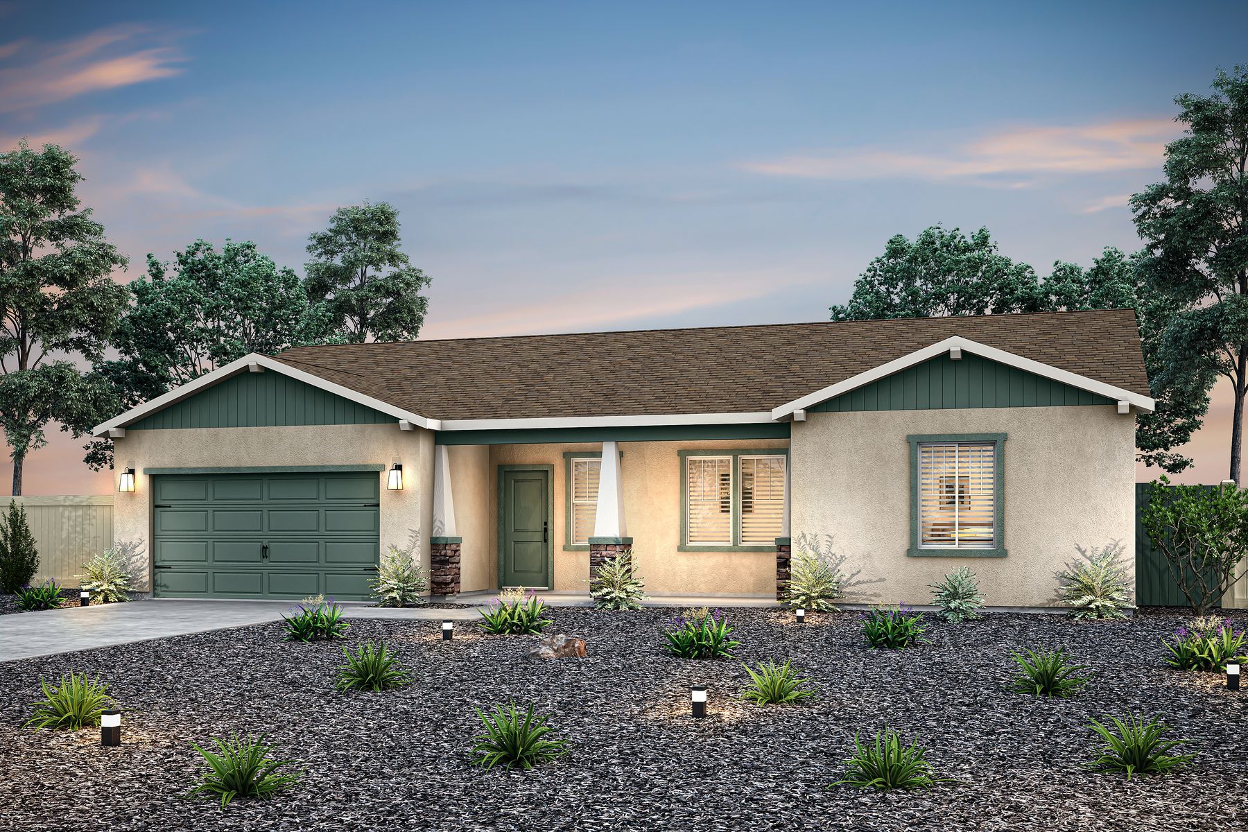 The La Jolla has  four bedrooms and a stucco exterior. 