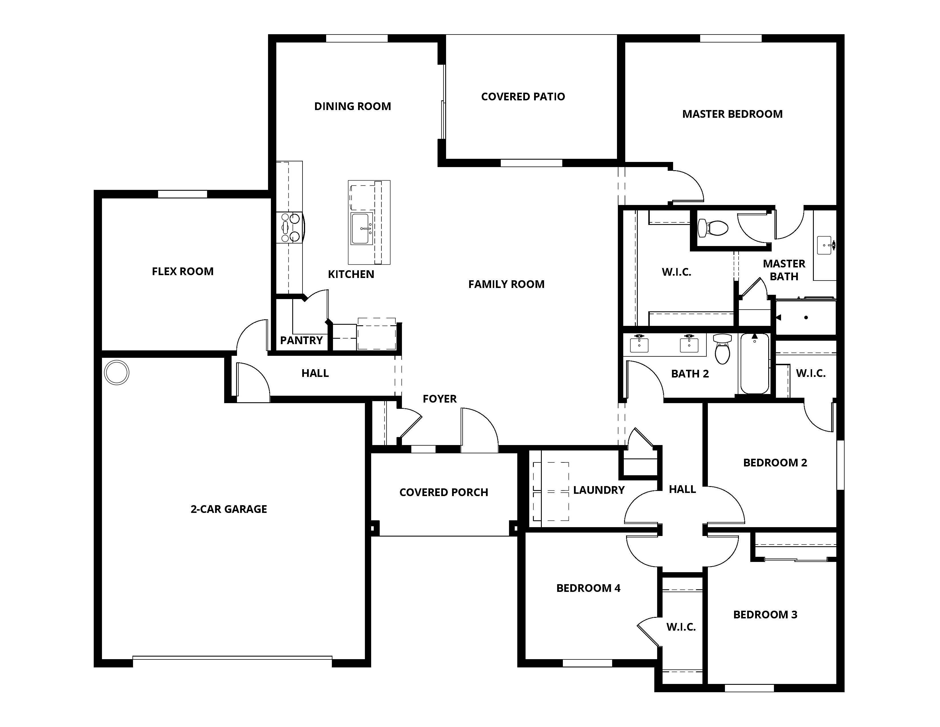 Inside this home, you will find four large bedrooms, an open layout and a flex room!