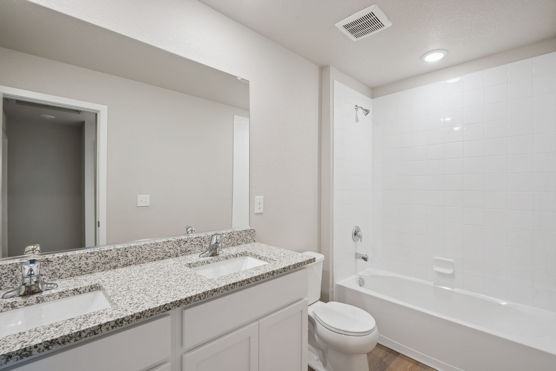 The secondary bathroom has the tub/shower combo.
