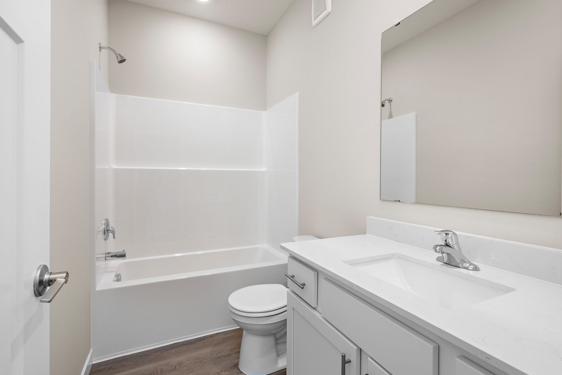 The secondary bathroom has the tub/shower combo.