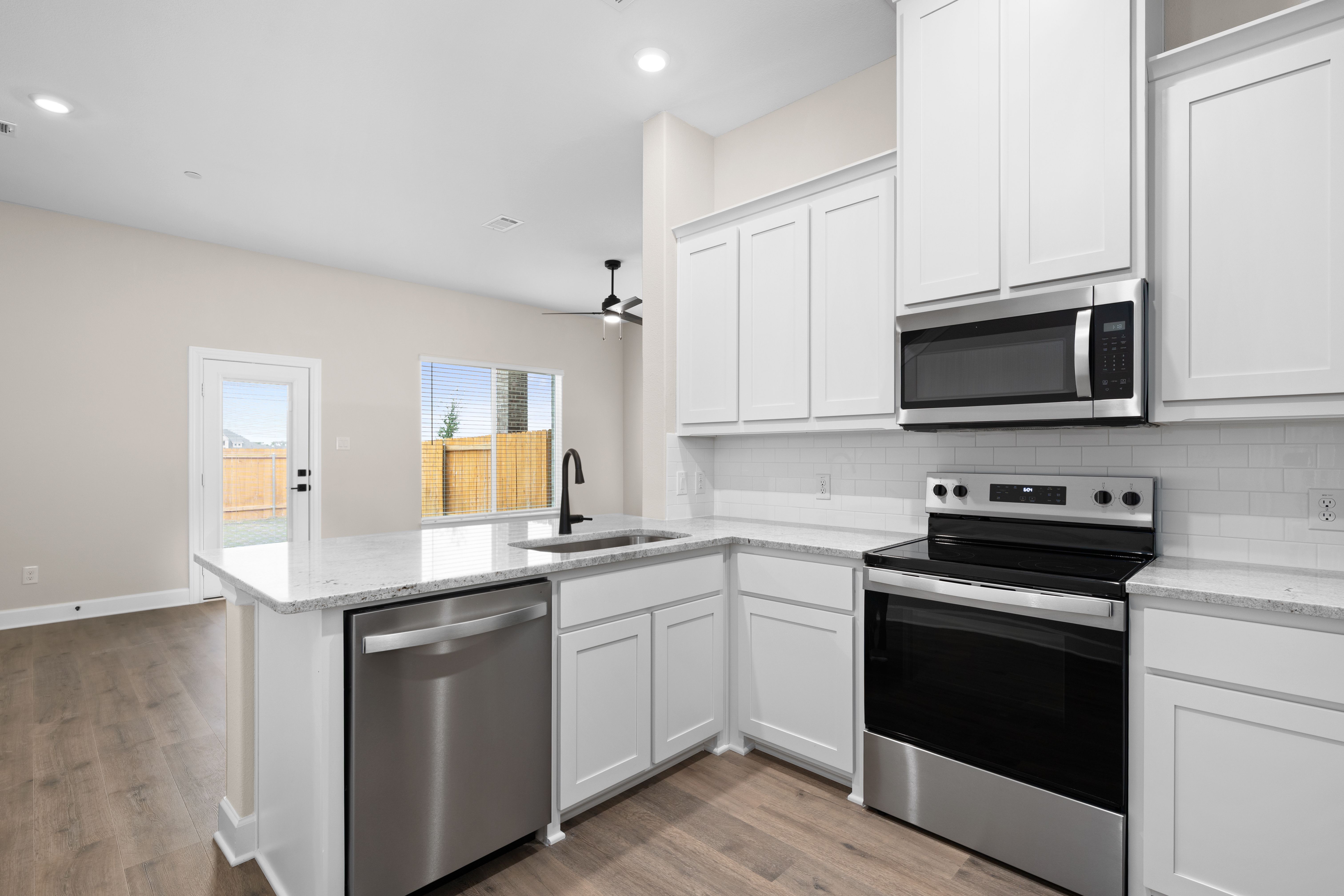 The kitchen has energy-efficient appliances.