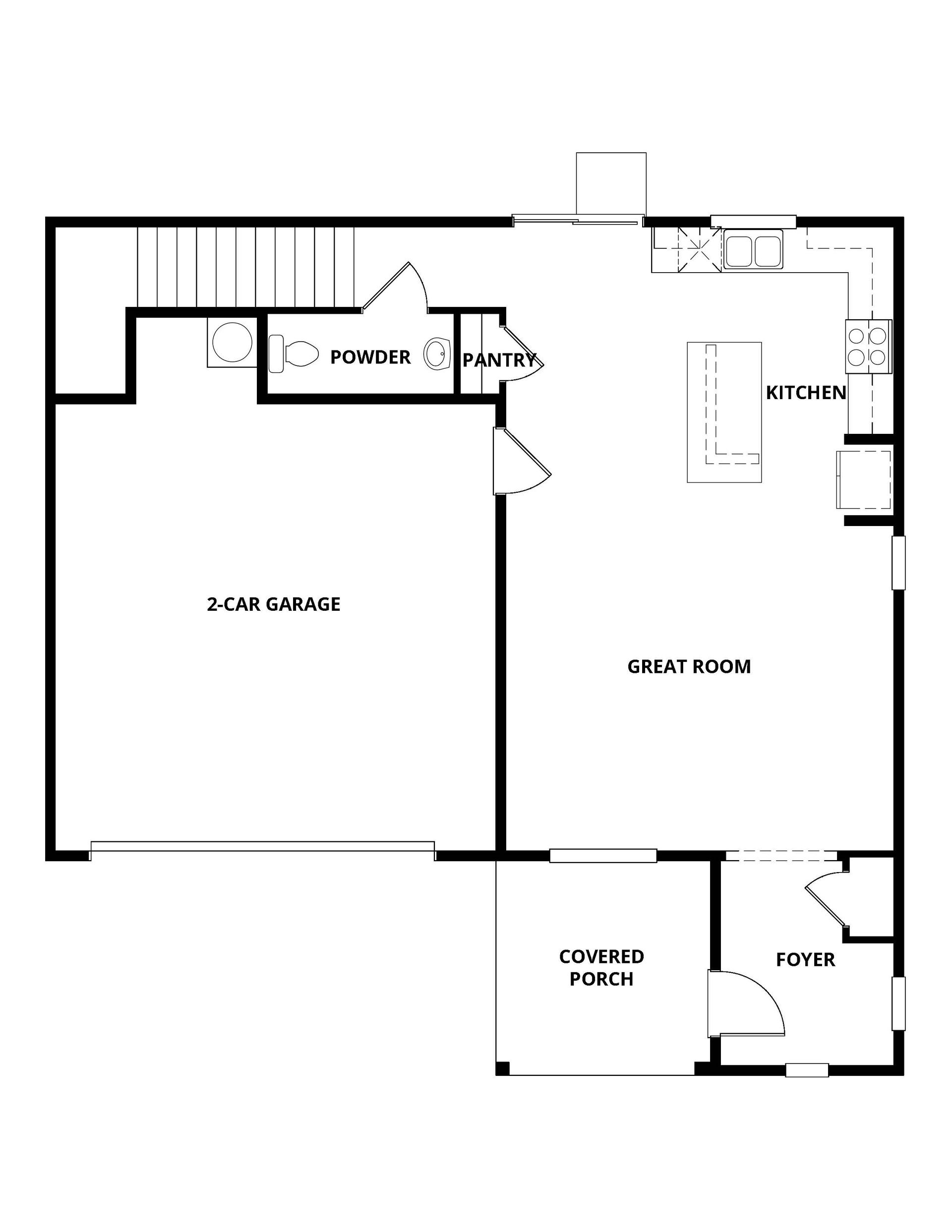 The first floor of the Nelson has the chef ready kitchen and spacious family room.