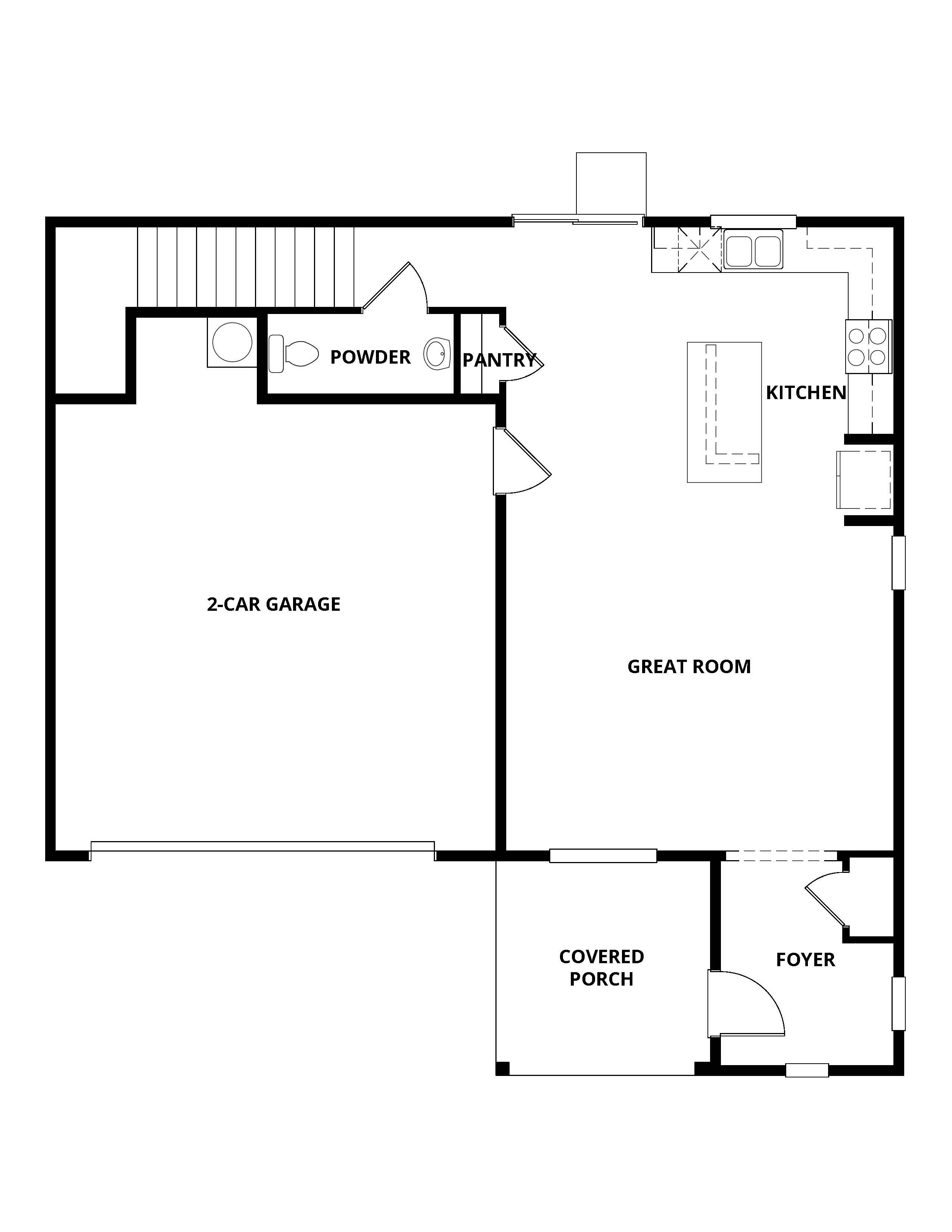 The first floor of the Nelson has the chef ready kitchen and spacious family room.