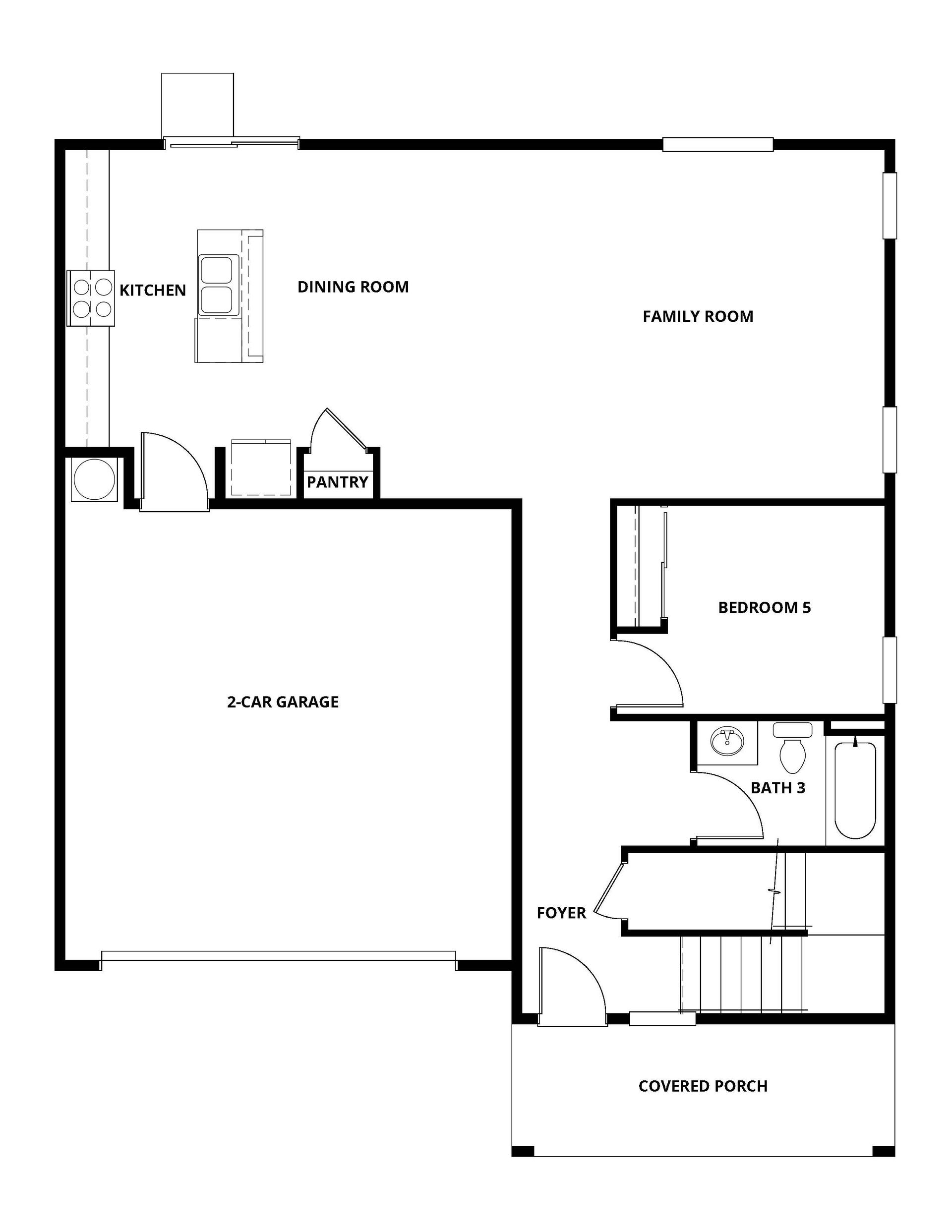 On the main floor, the Stinson has an open layout and the perfect space for a guest suite!