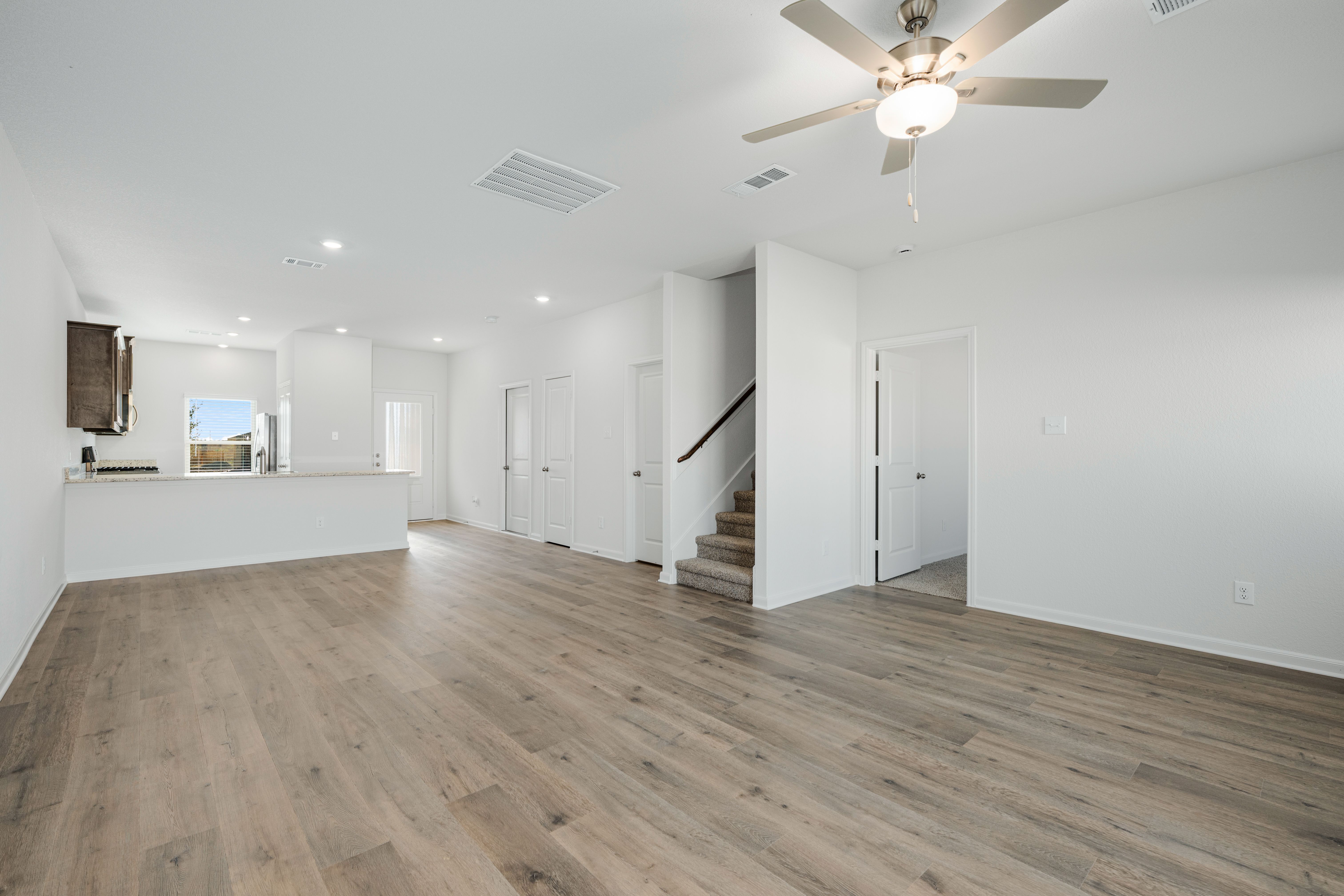 The first floor of the Driftwood has a wonderful, open-concept layout.