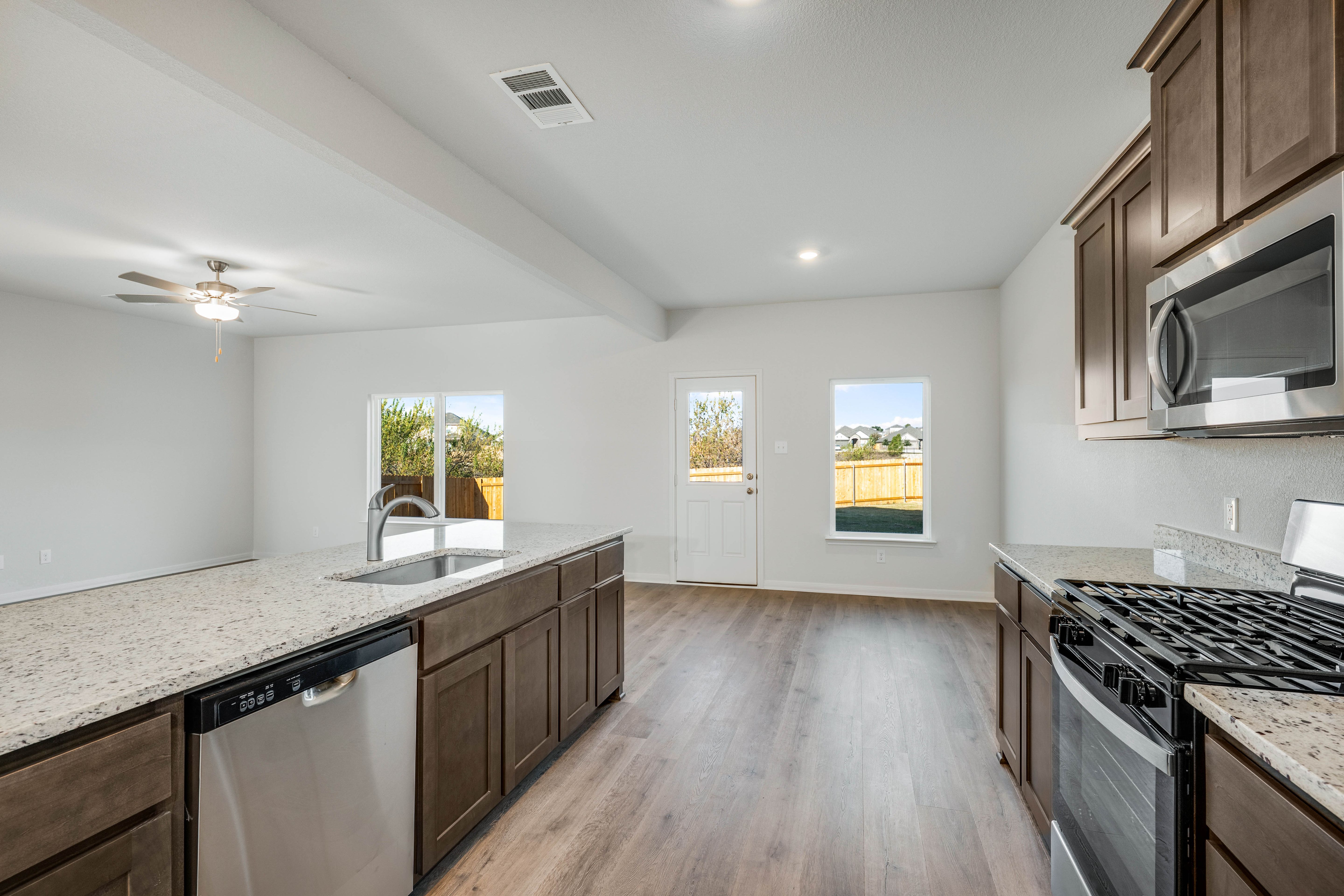 The dining room sits right off of the kitchen.