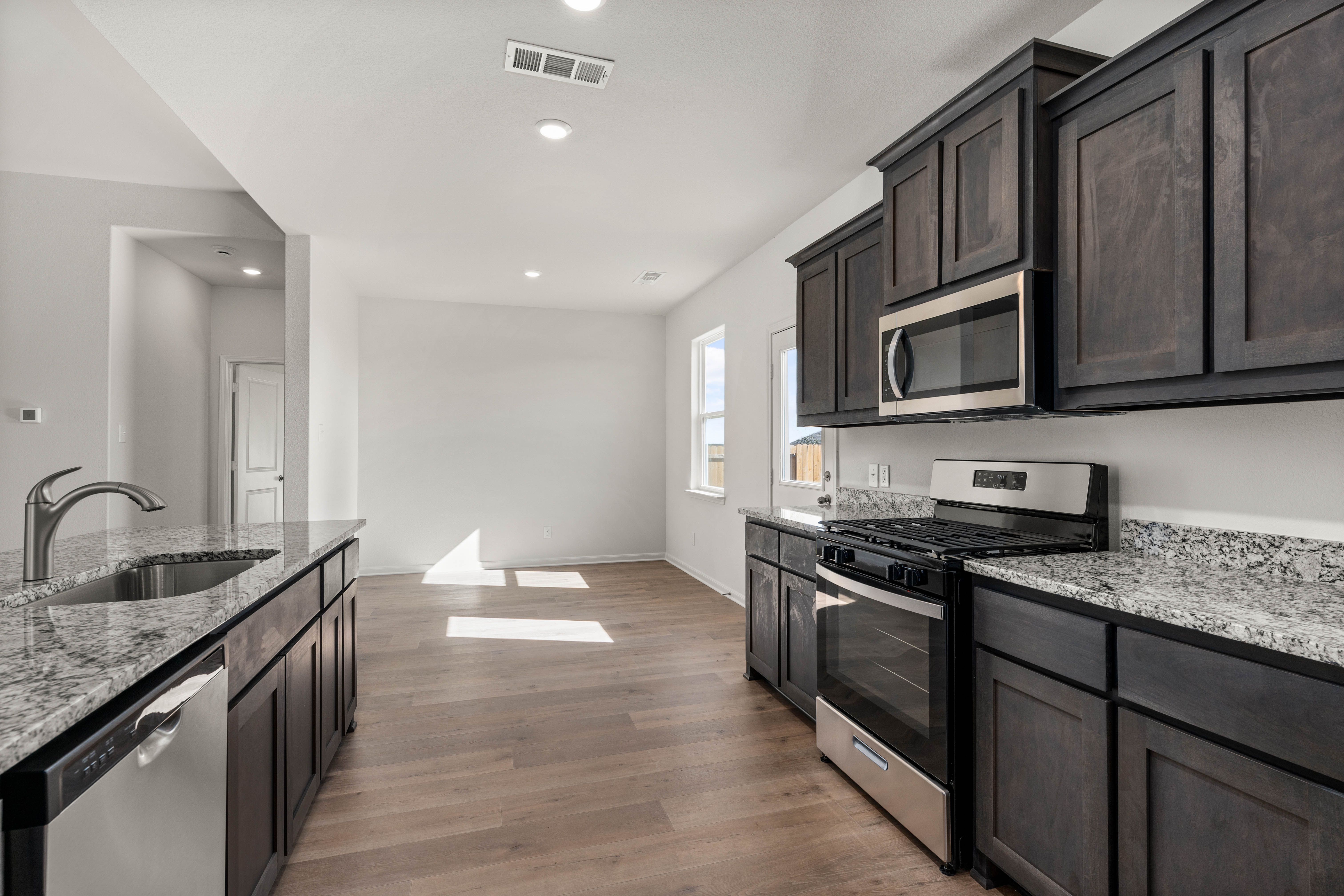 The dining room sits right off of the kitchen.