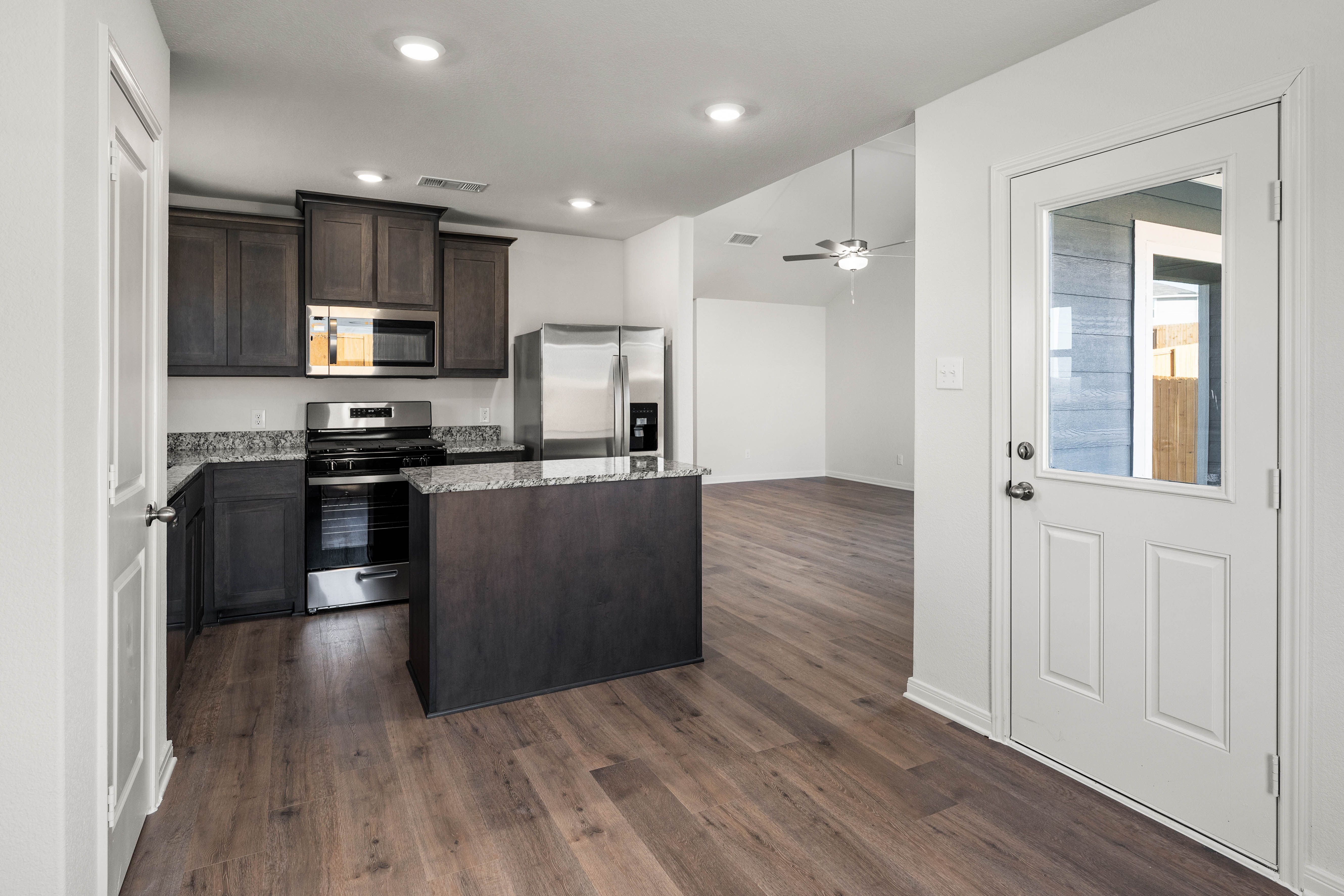 The dining room sits right off of the kitchen.