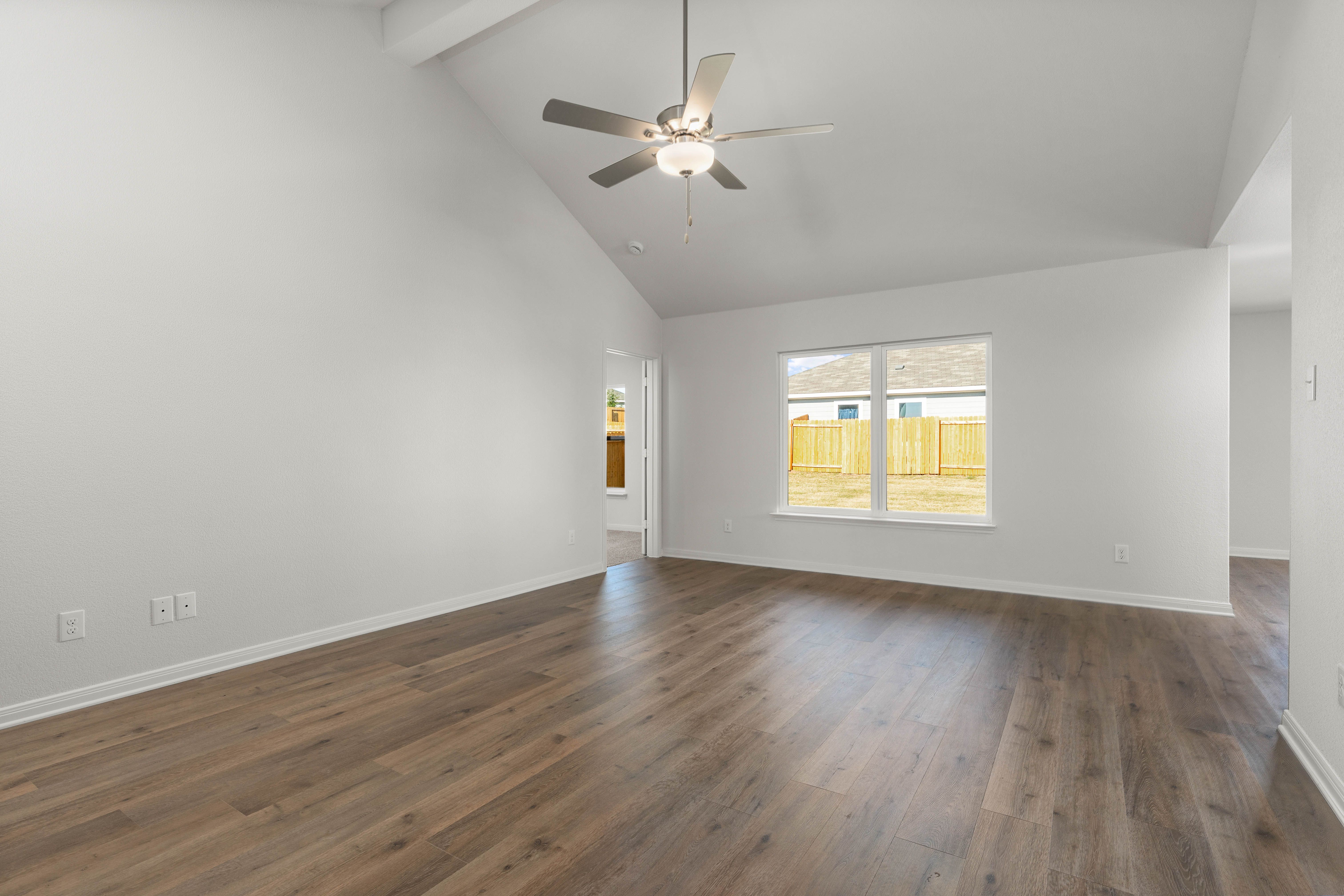 The family room of the Sabine has a large window.