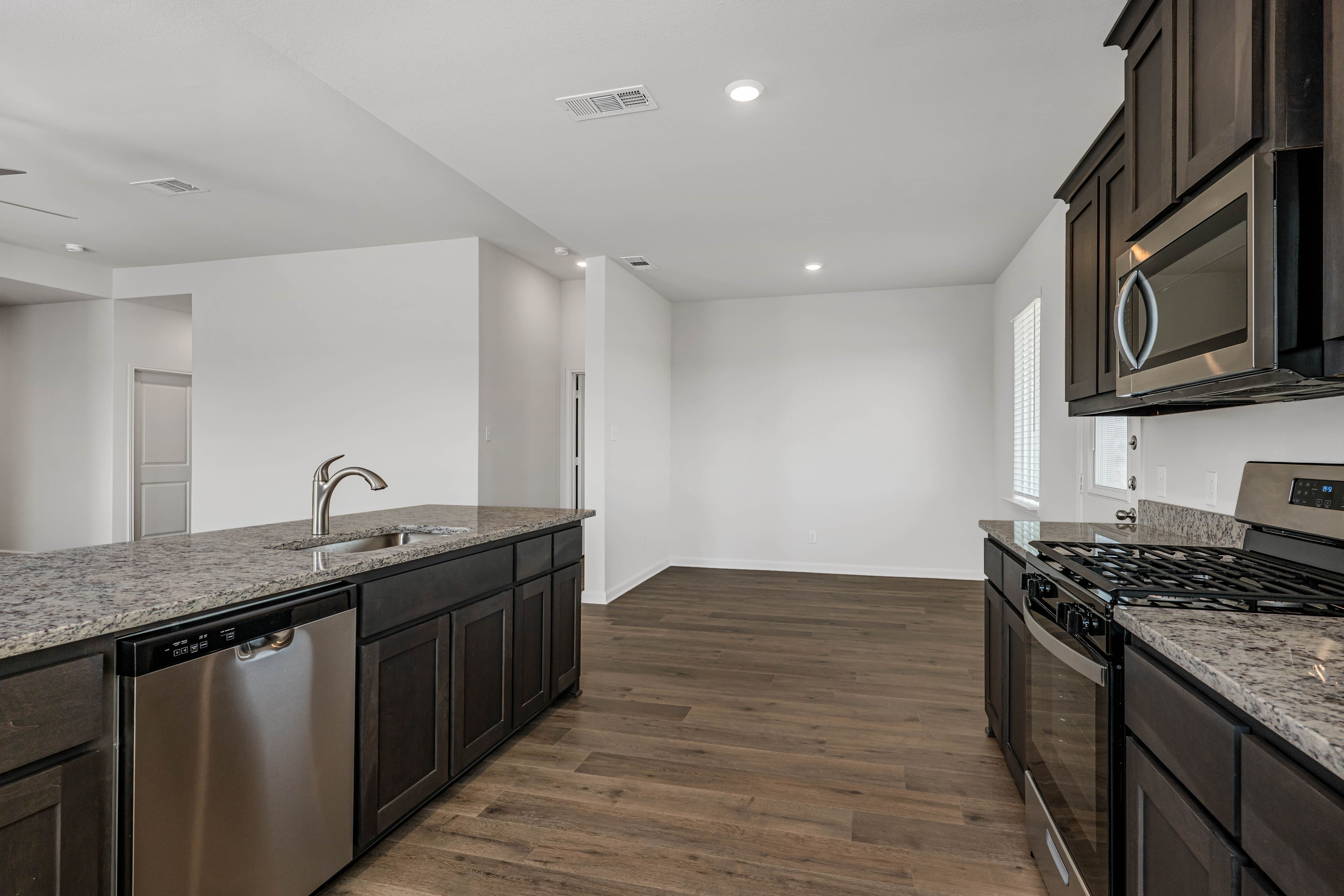 The dining room sits adjacent to the kitchen.