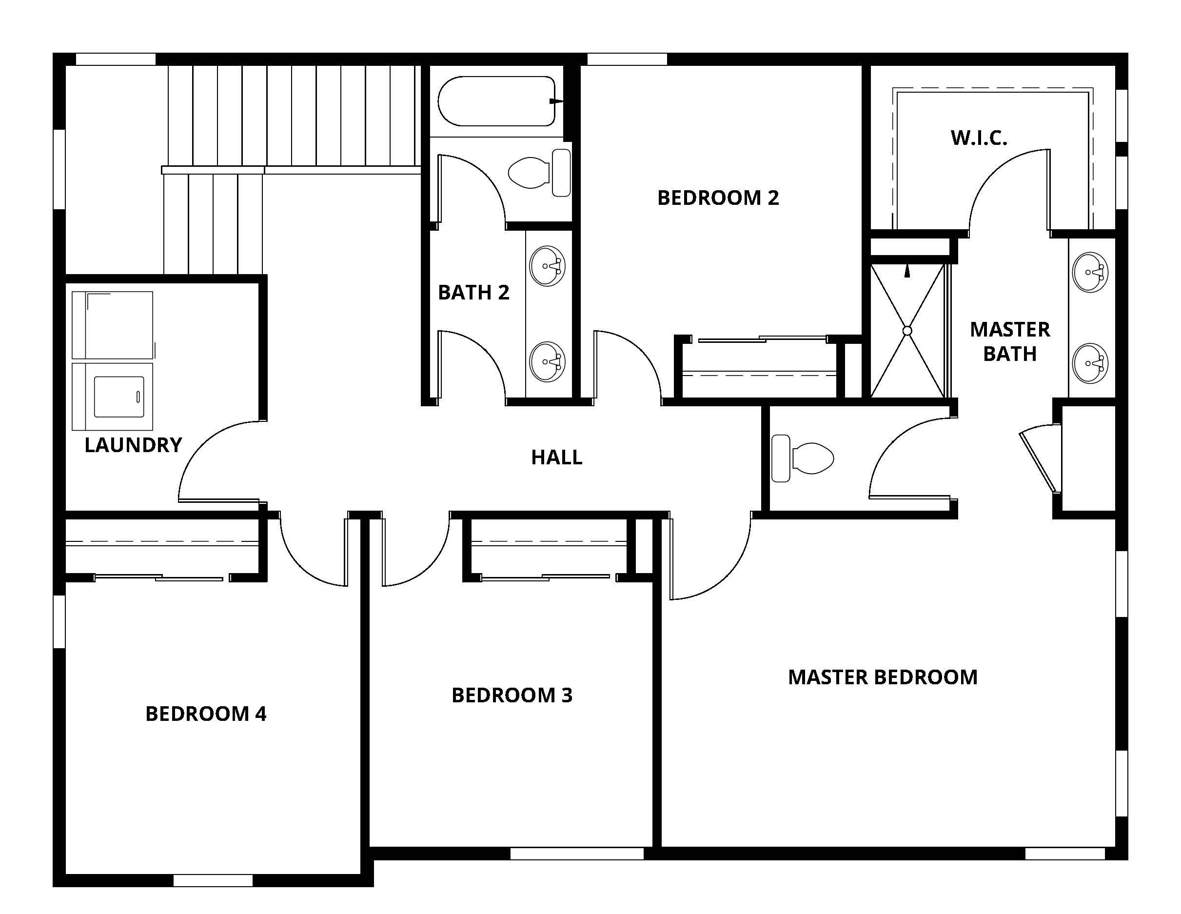 The second story of the Newport has the bedrooms.