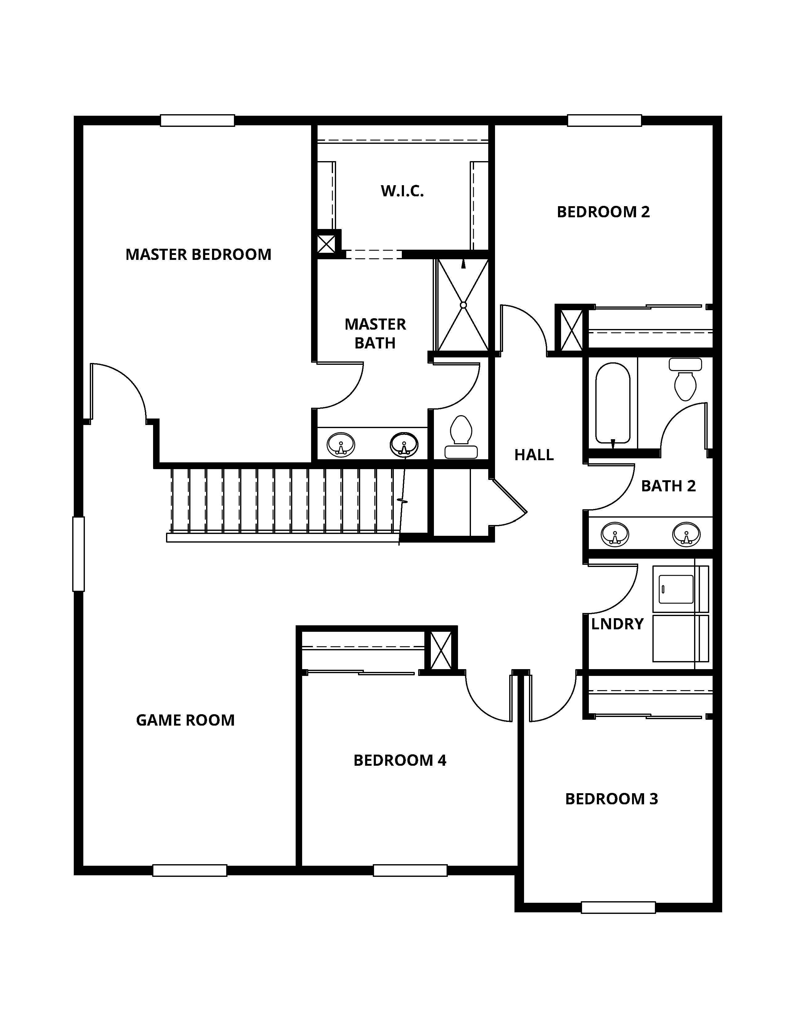 The second floor of the Stallion has the bedrooms and game room