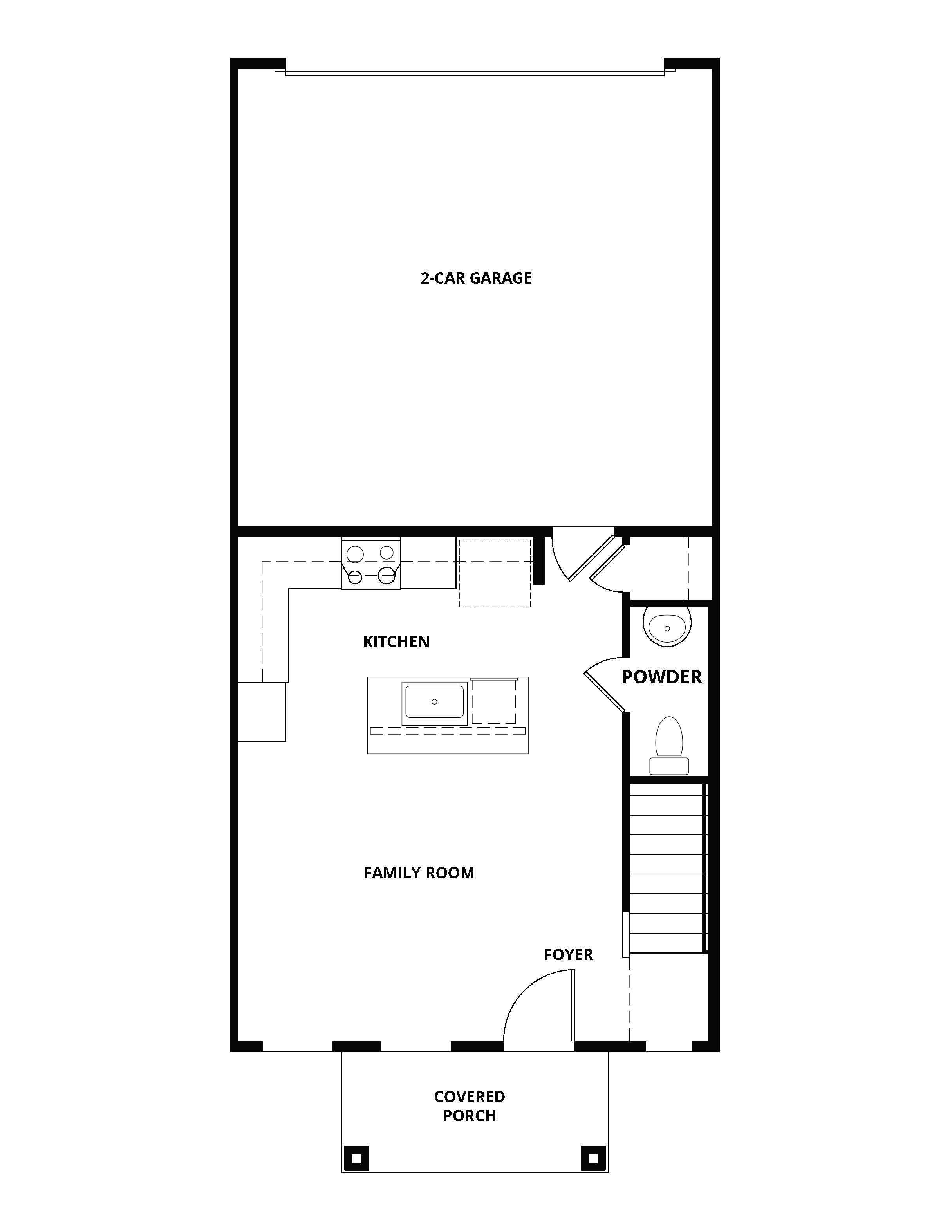 The first floor of the Diamond has chef ready kitchen and a spacious family room.