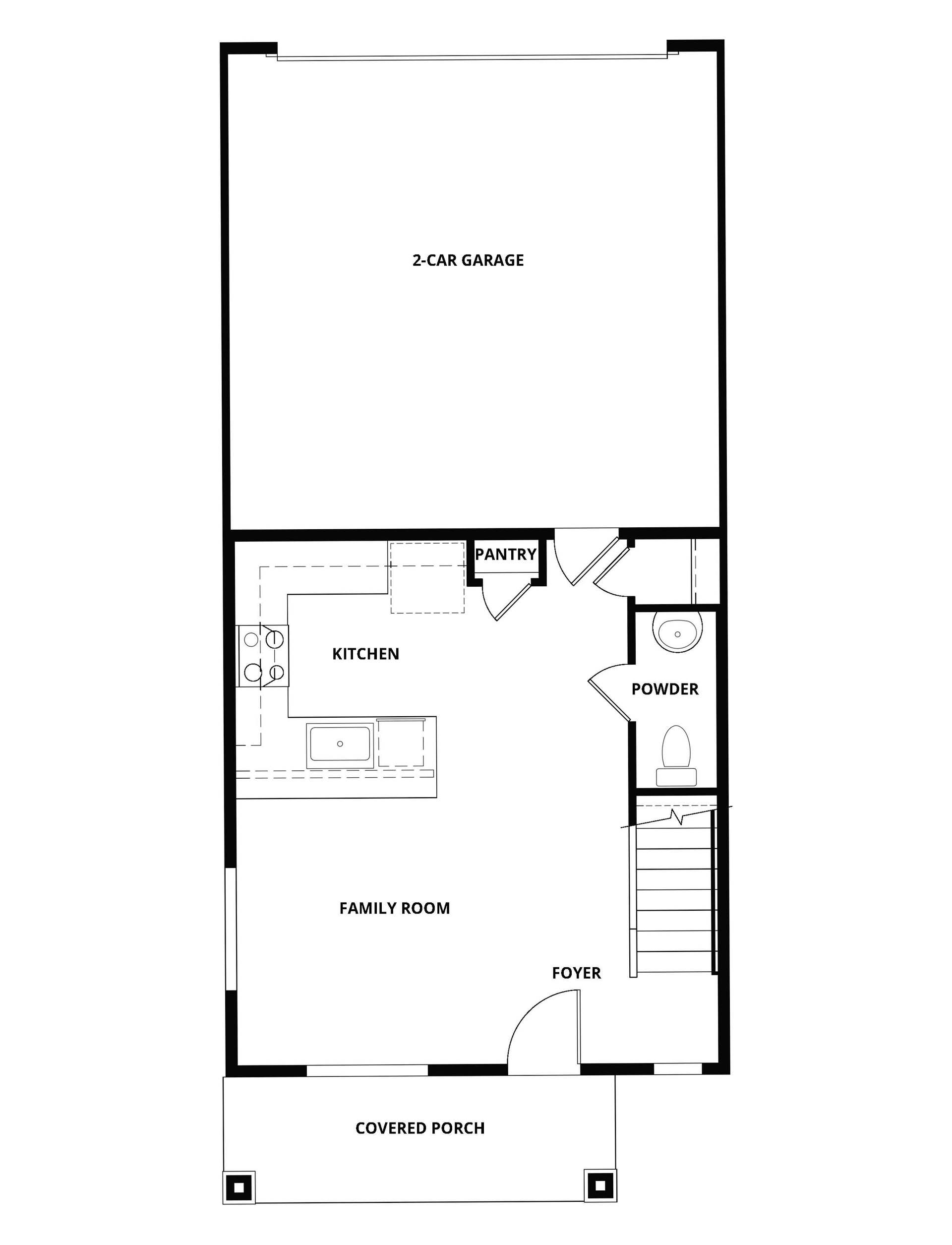 The first floor of the Emerald has the chef ready kitchen and spacious family room.
