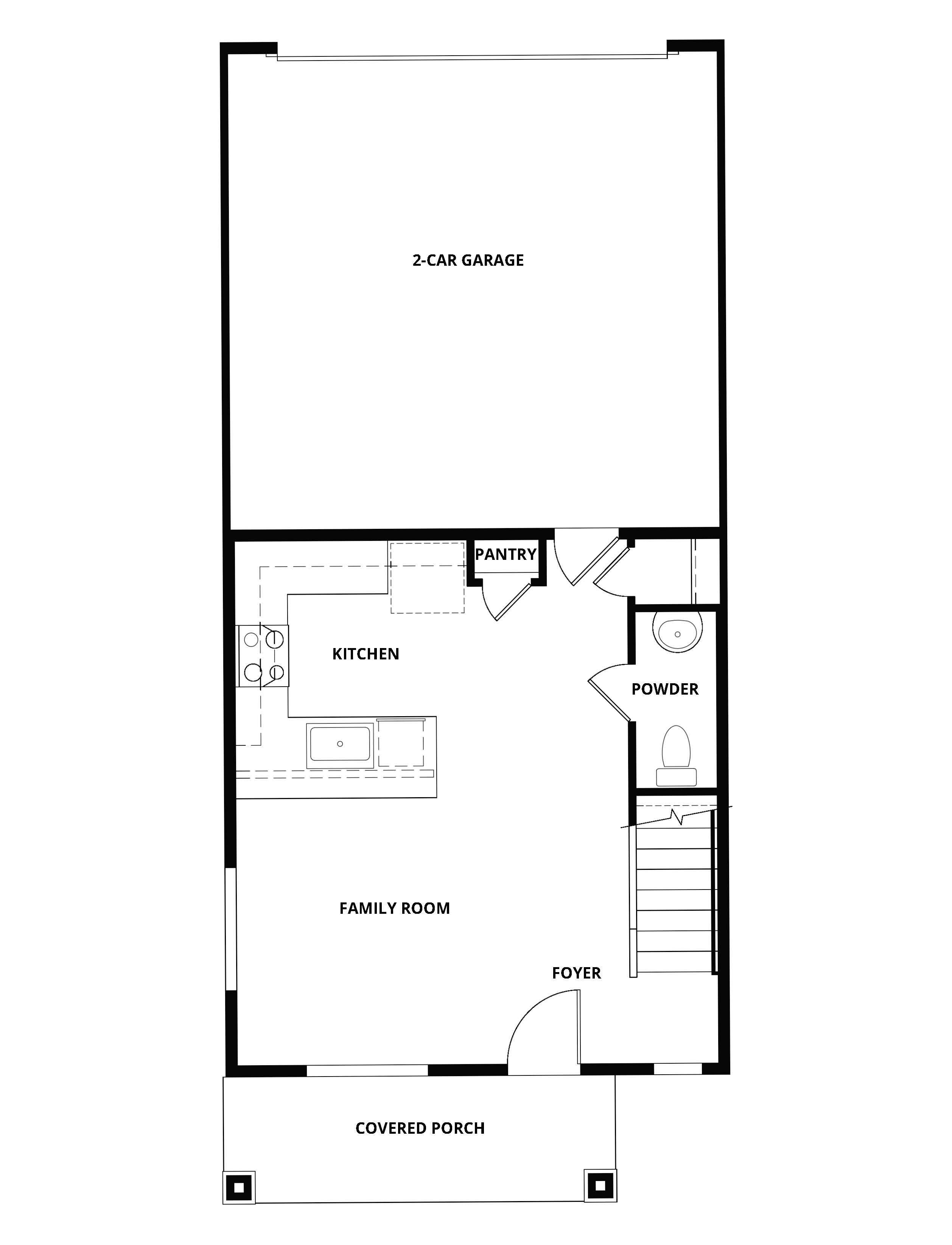 The first floor of the Emerald has the chef ready kitchen and spacious family room.
