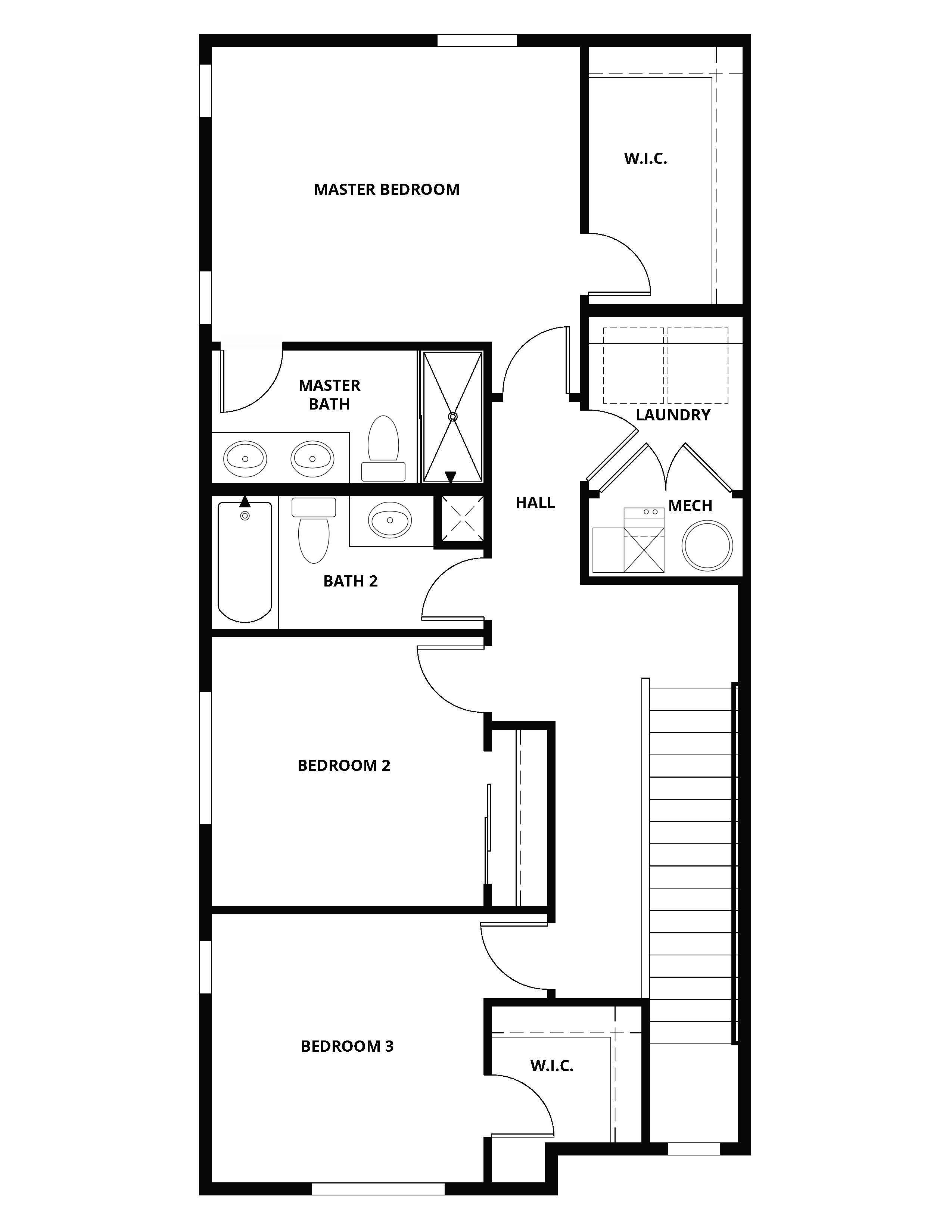 The second floor of the Emerald has the bedrooms. 