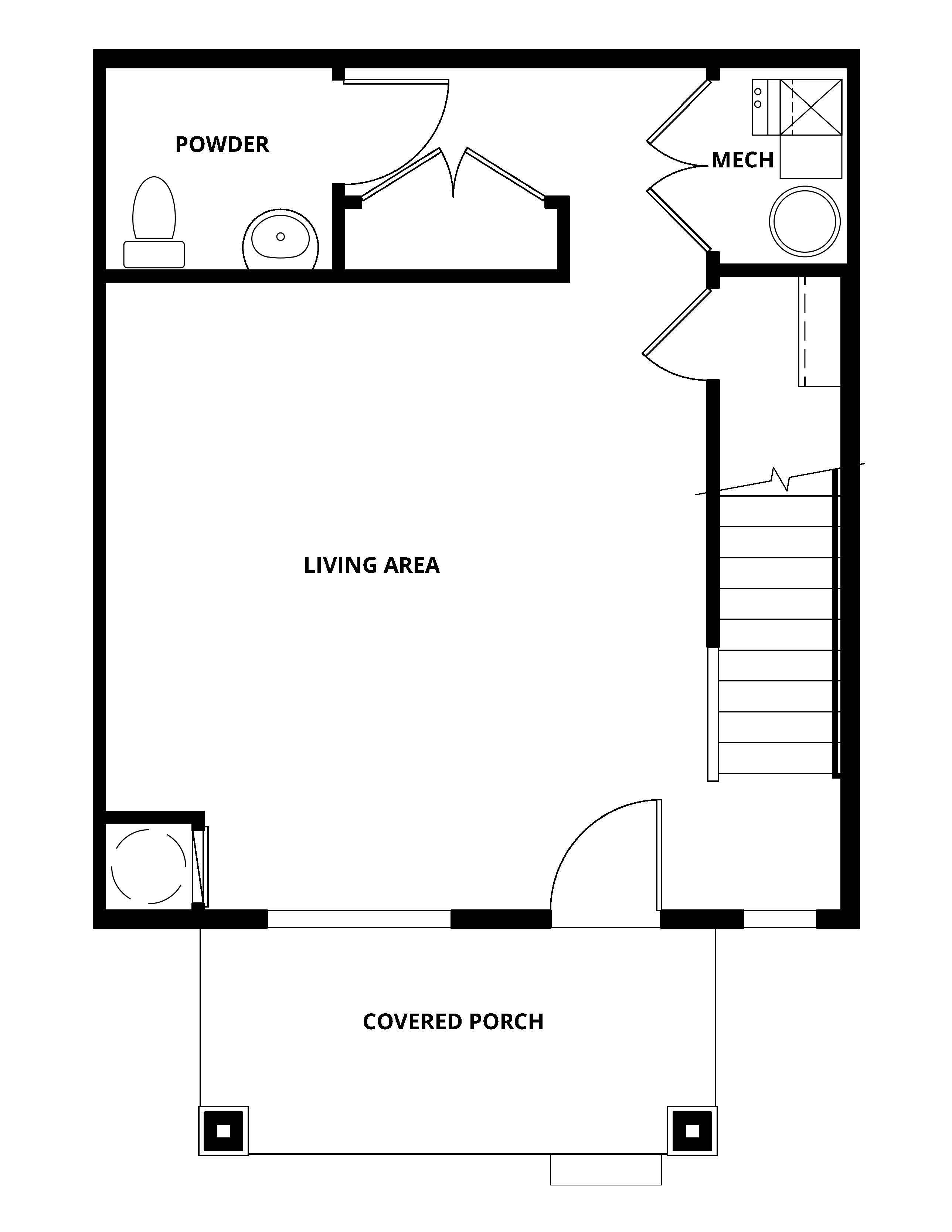 The first floor of the Pearl has an additional living area and bathroom.
