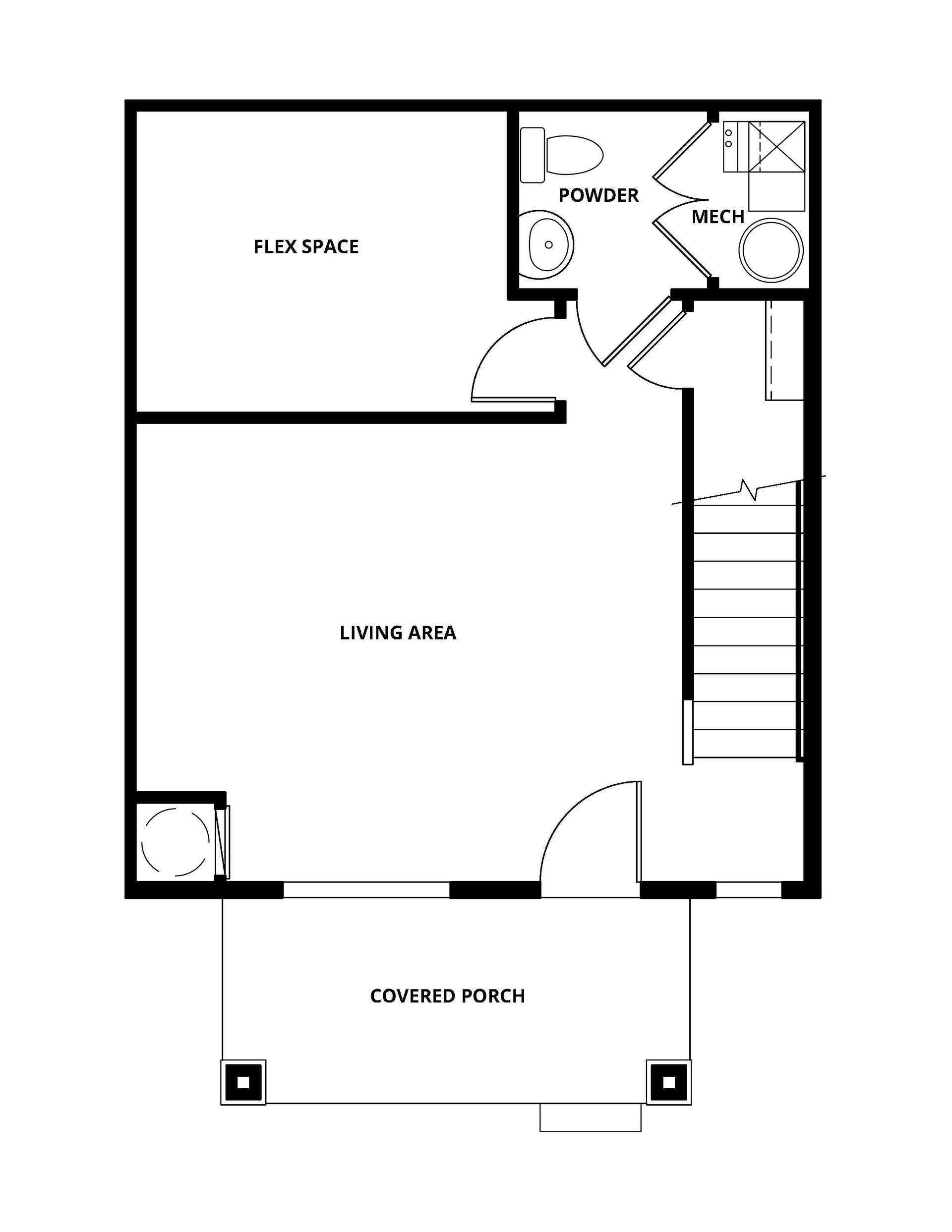 The first floor of the Ruby has an additional living area and flex space.