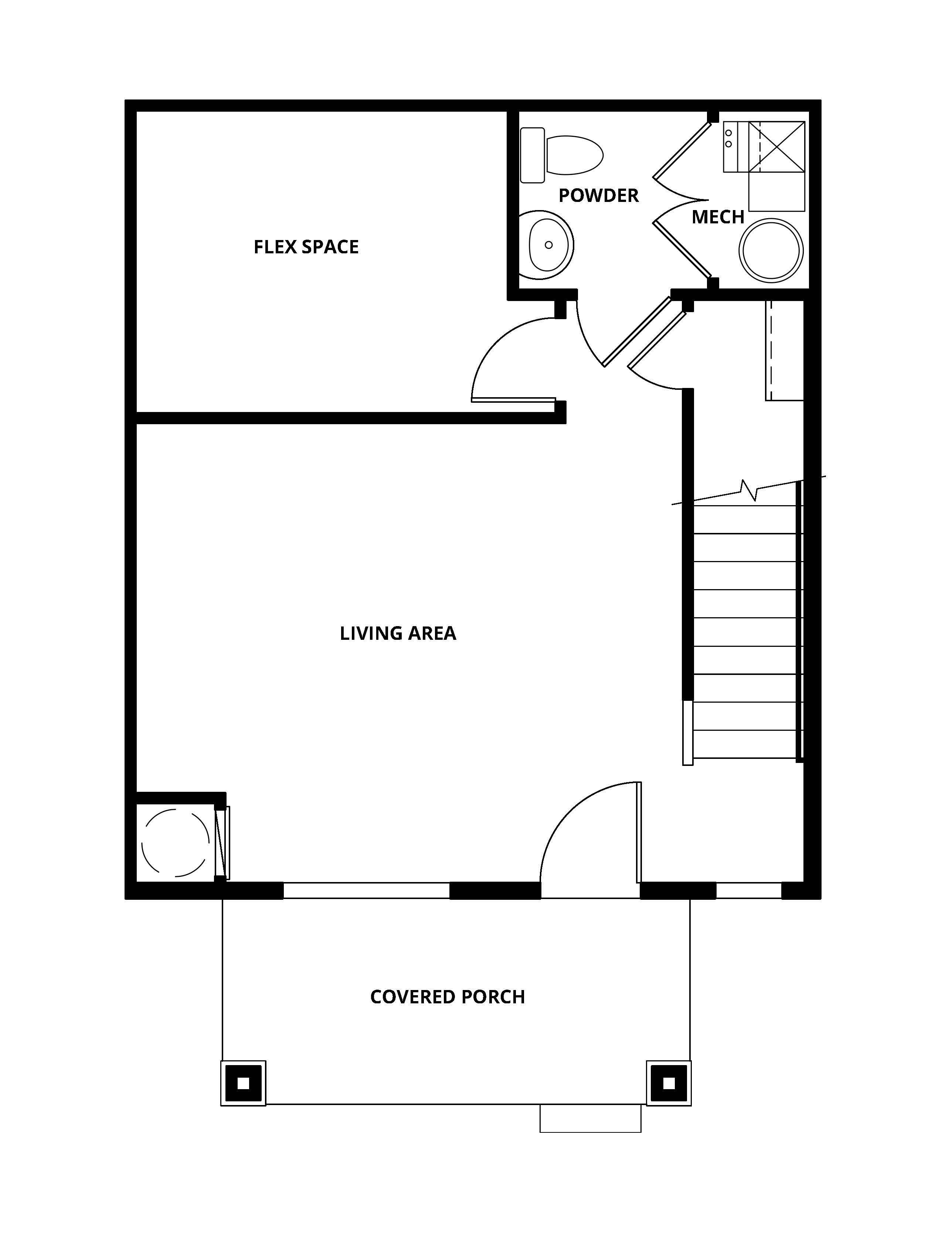 The first floor of the Ruby has an additional living area and flex space.