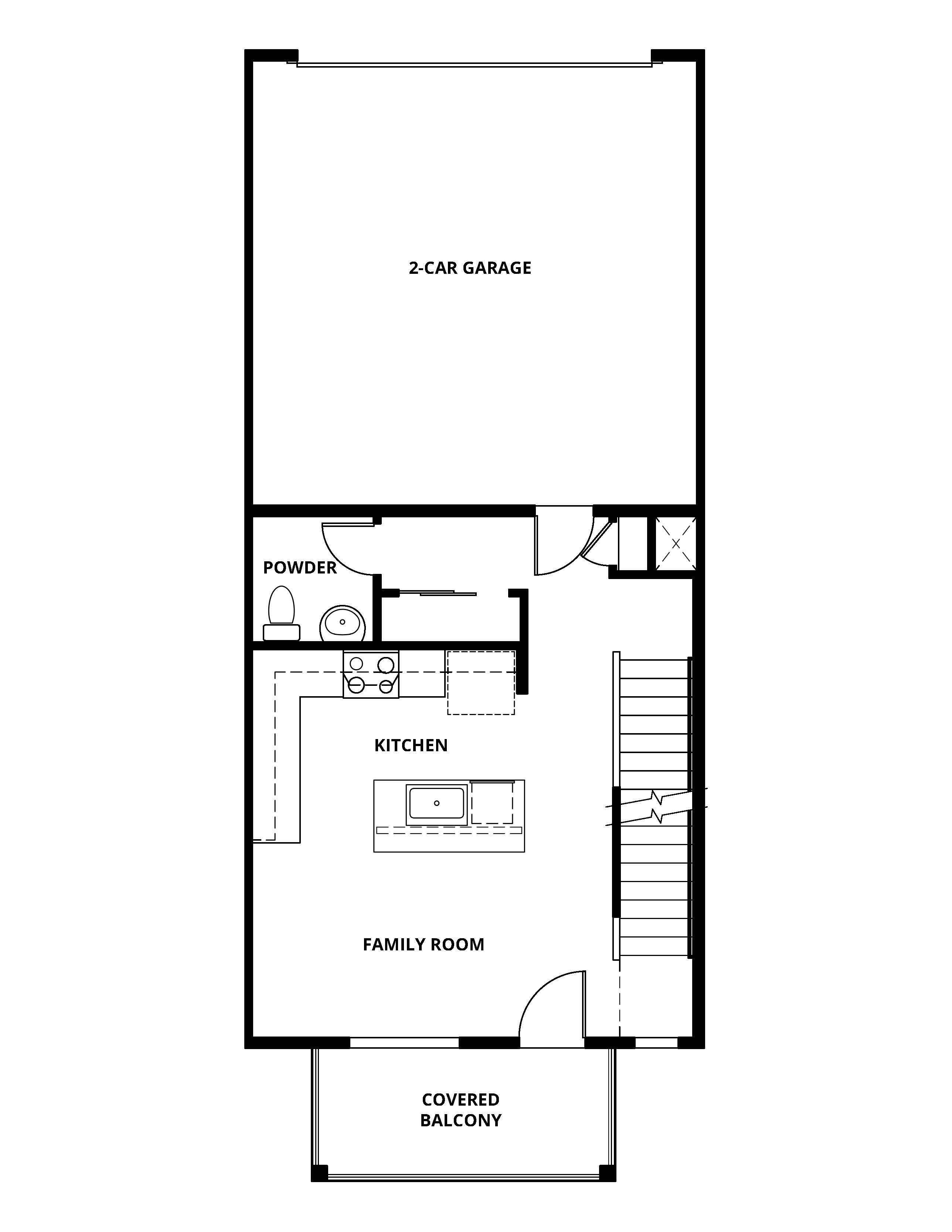 The second floor of the Ruby has the kitchen and family room.
