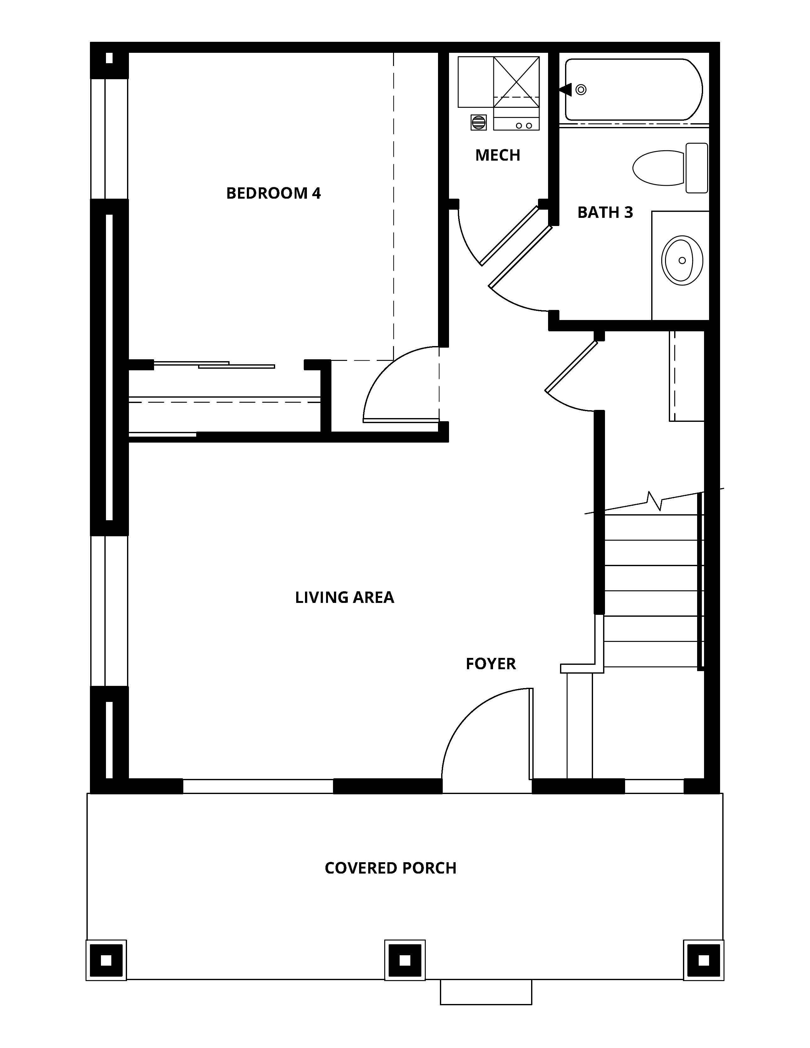 The first floor of the Sapphire has an additional living area and bedroom.