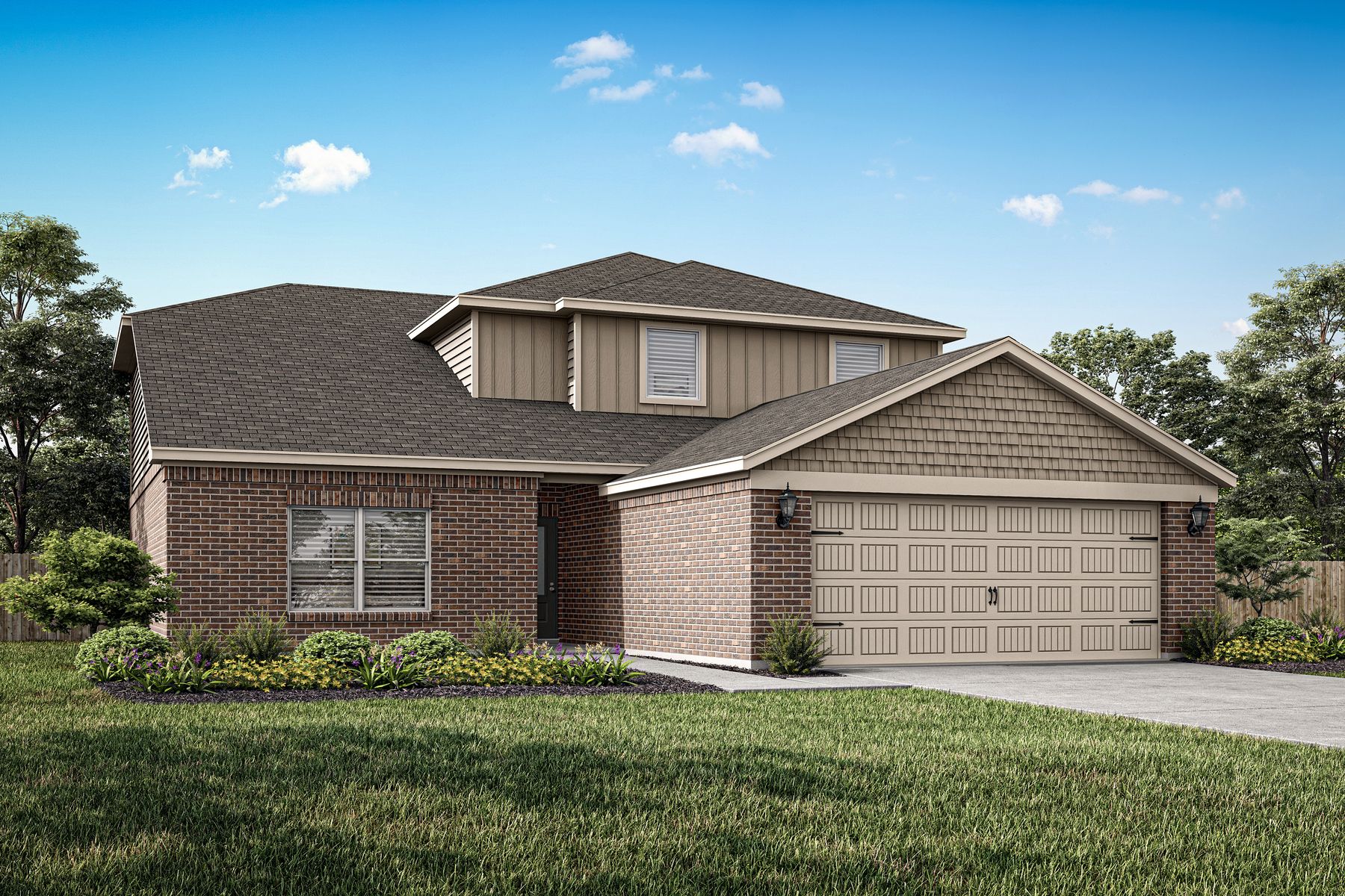The Cypress is a beautiful two-story home with a brick exterior.