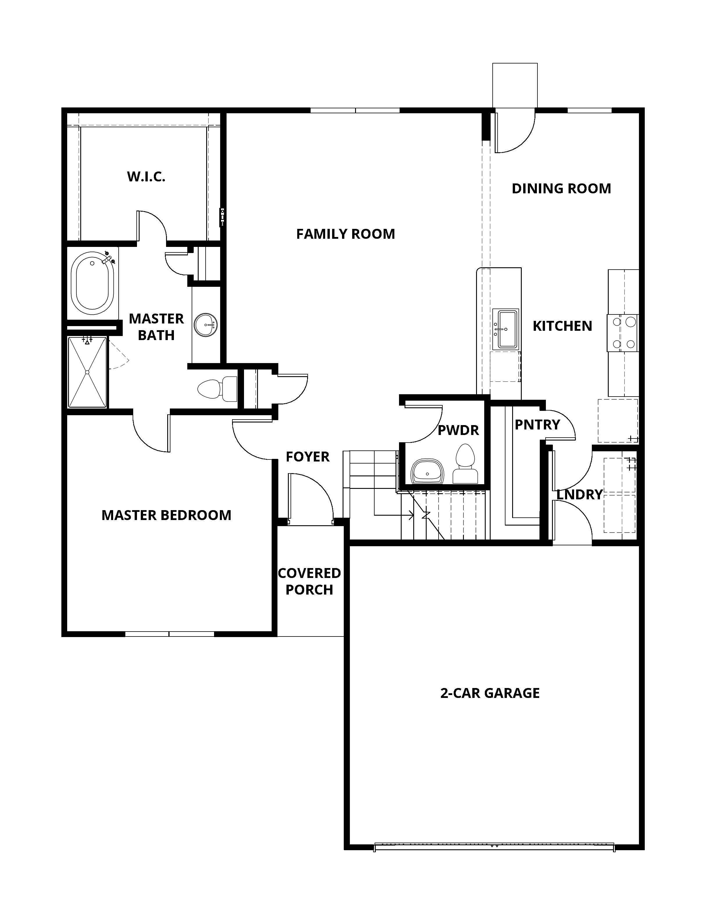 The first floor of the Cypress has a large family room and the master suite.