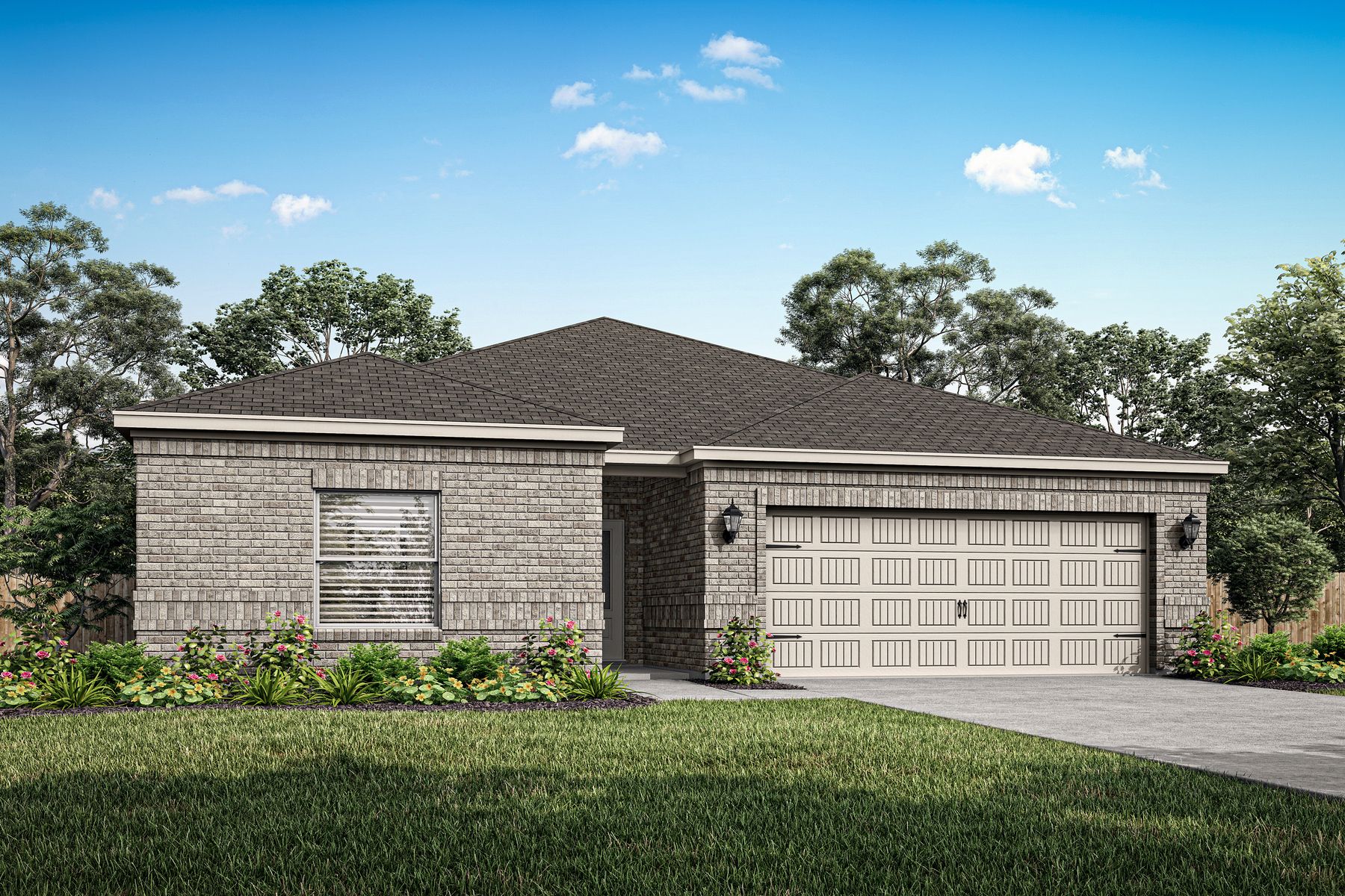 The Carter is a beautiful one-story home with a brick exterior.