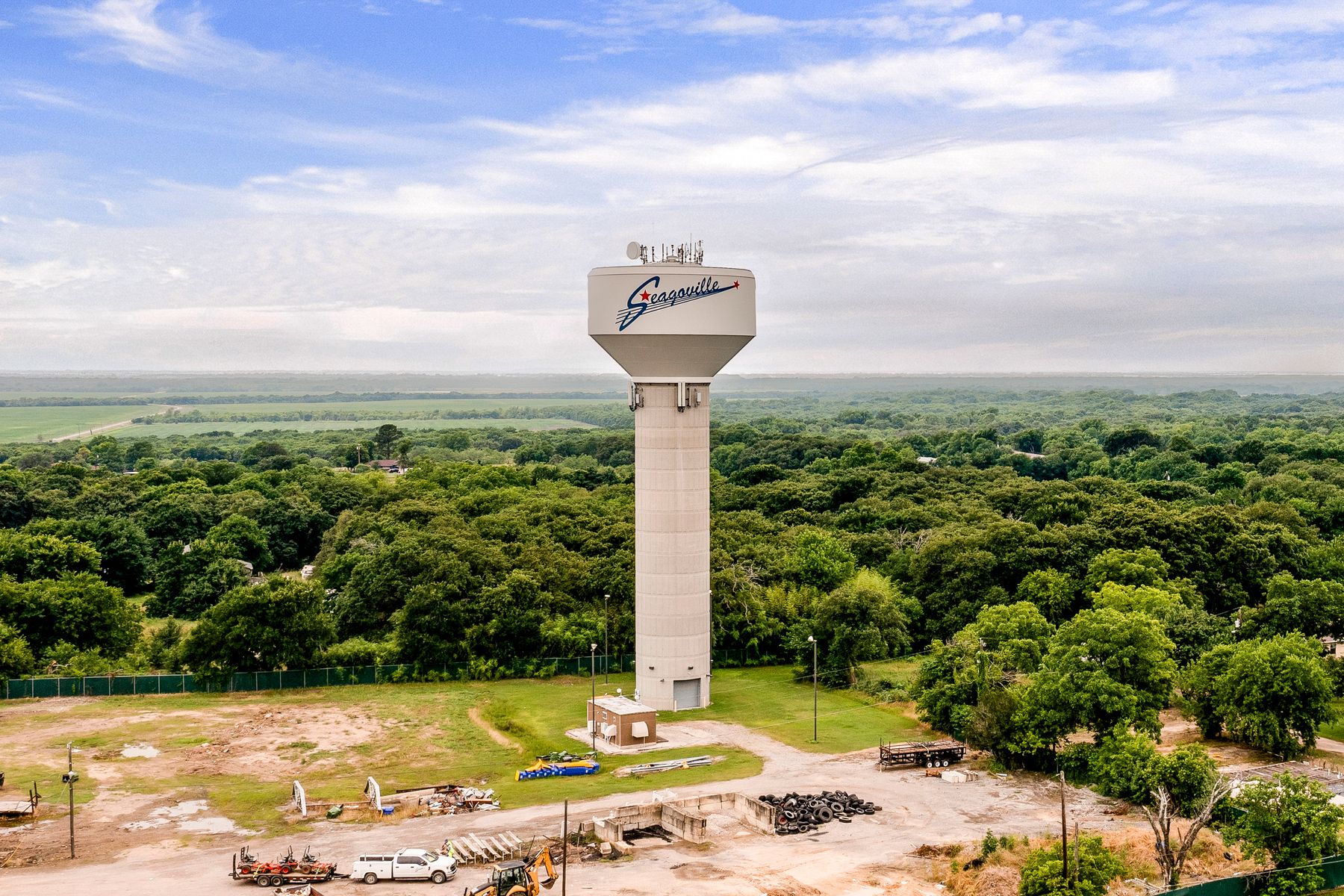 The Seagoville water tower stands tall in the town.