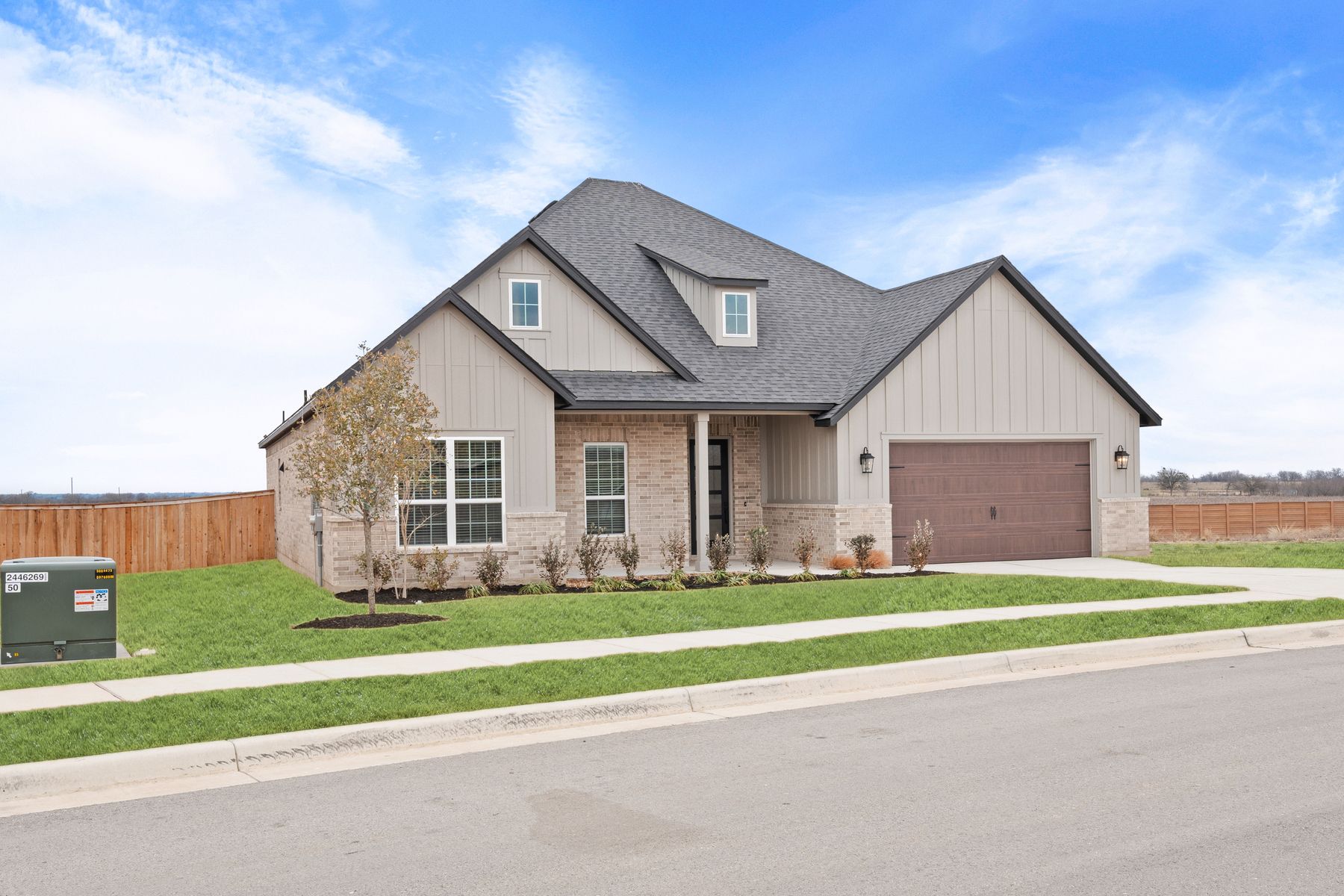 The Fairview has a beautifully landscaped front yard.