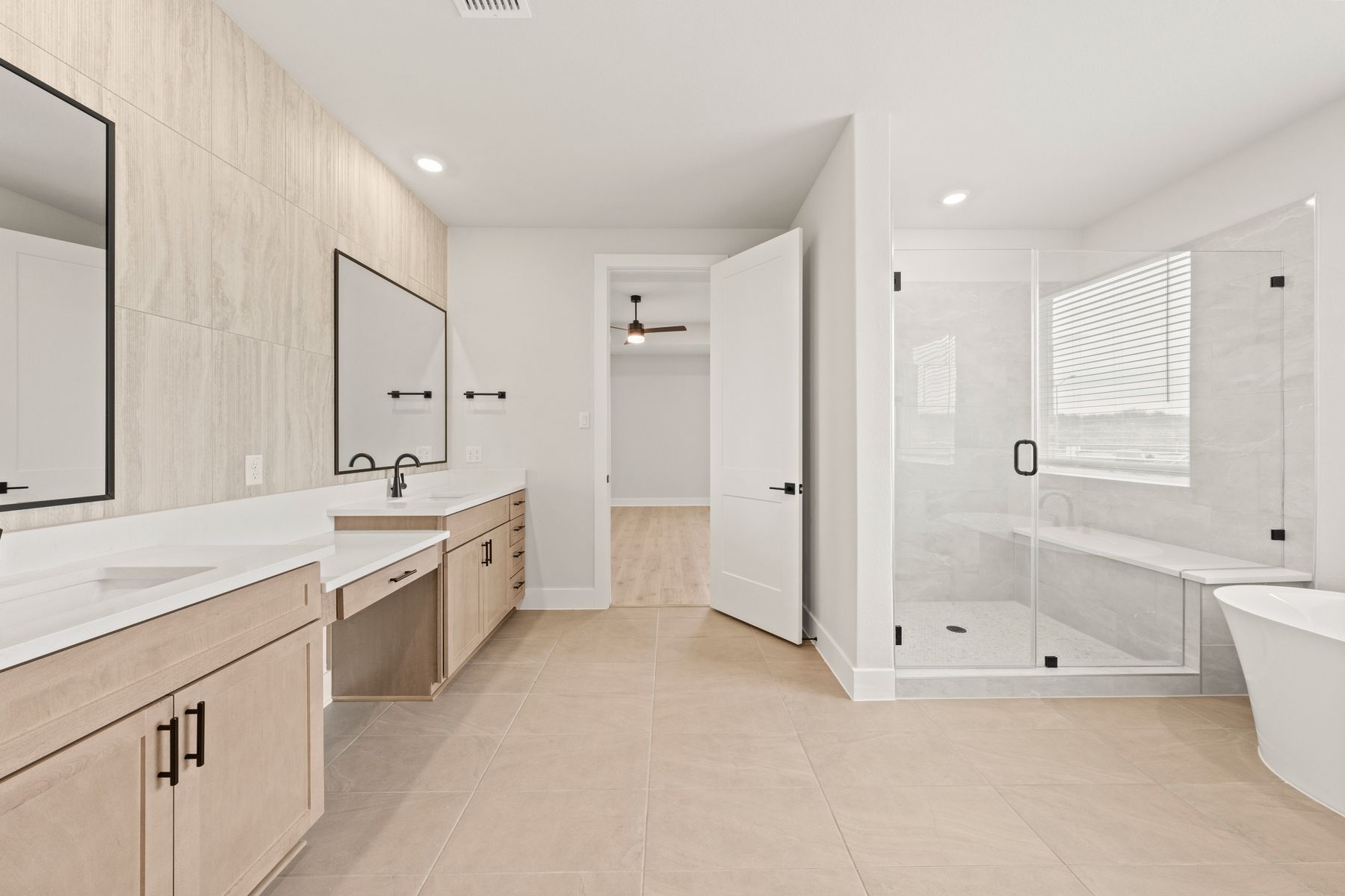 The master bathroom connects to the flex room.