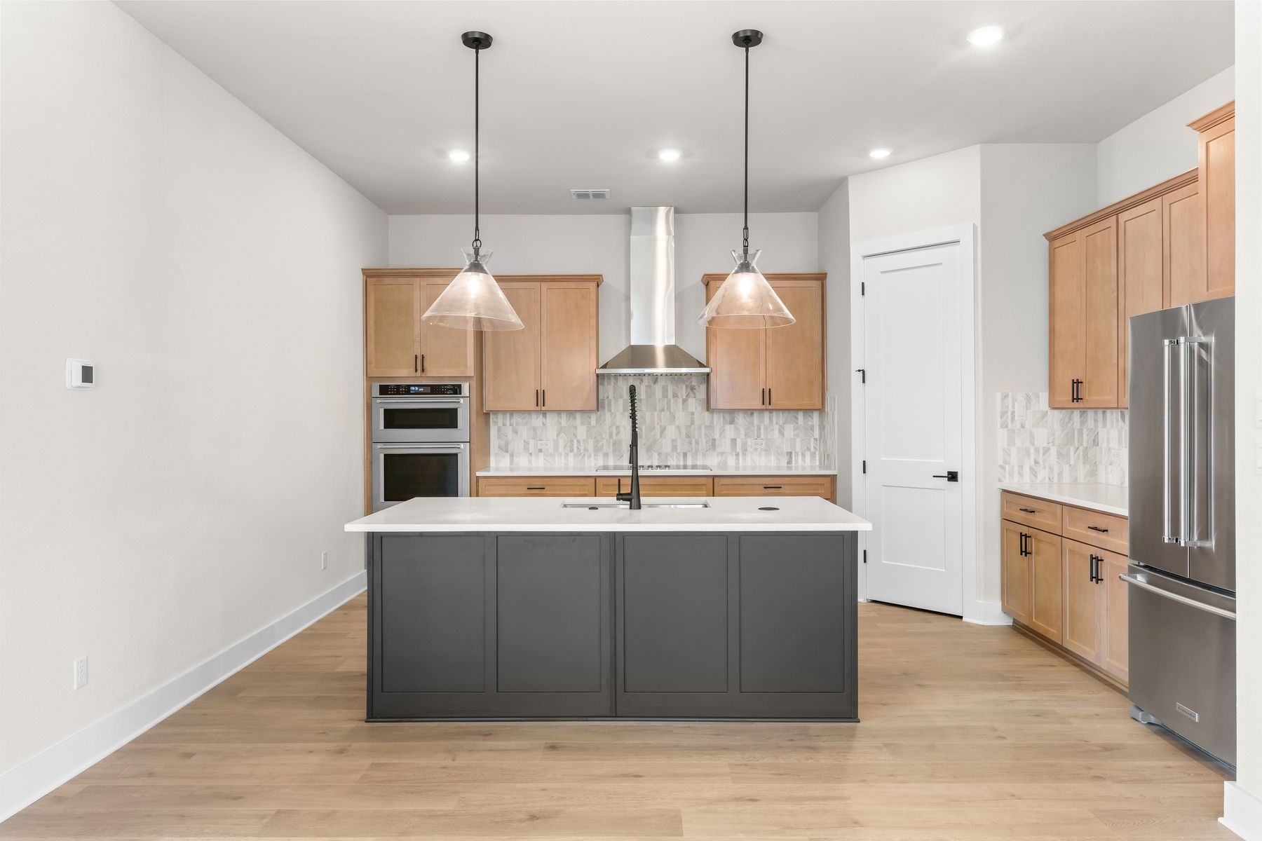 The kitchen has a convenient kitchen island.