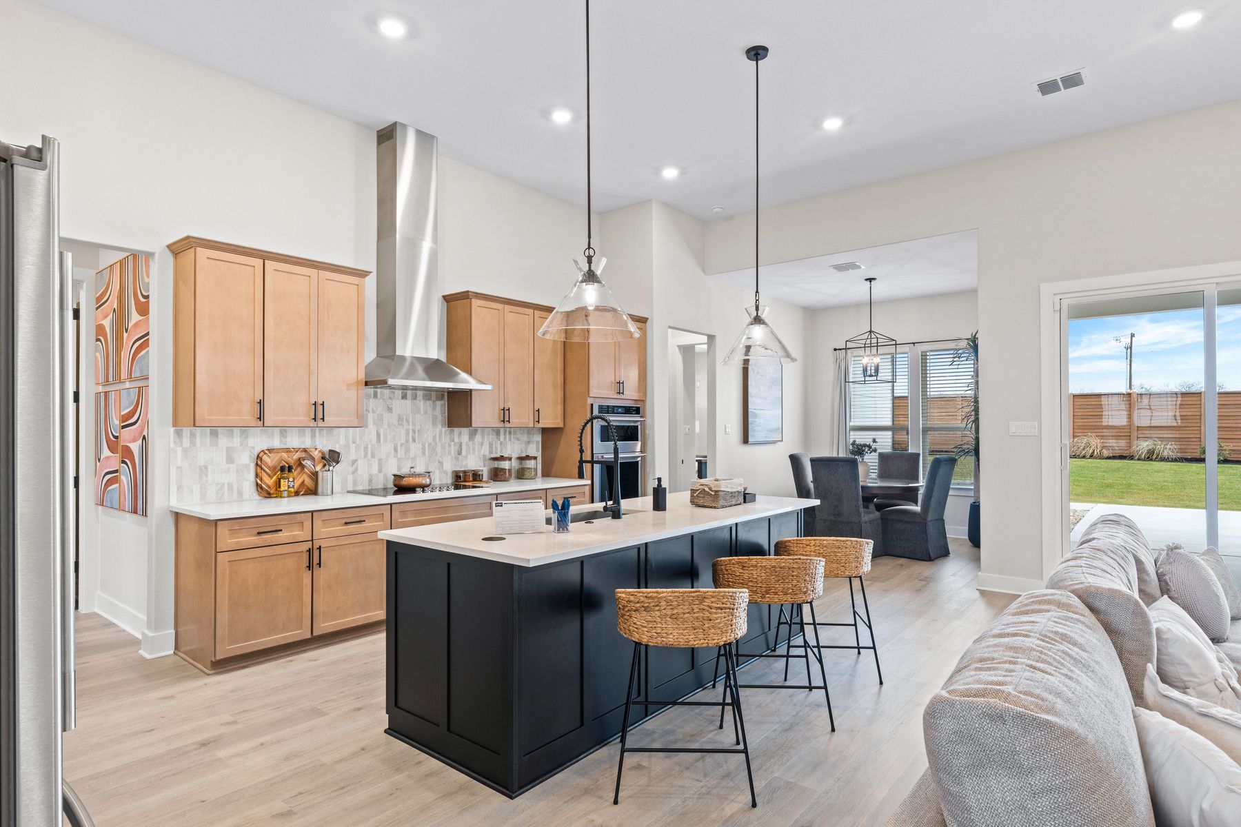 The kitchen has a convenient island.