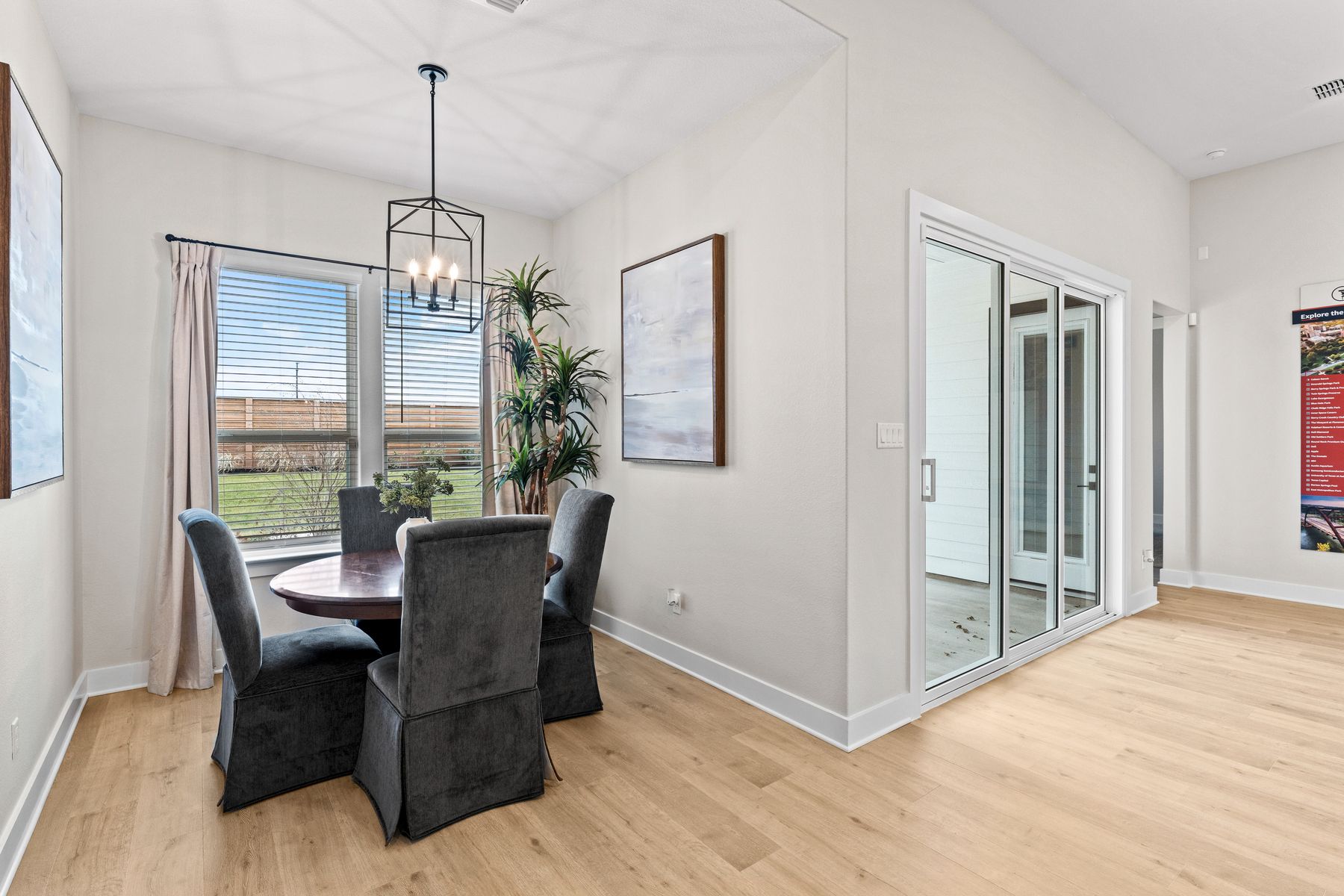 The breakfast nook has a large window that lets in great, natural light.