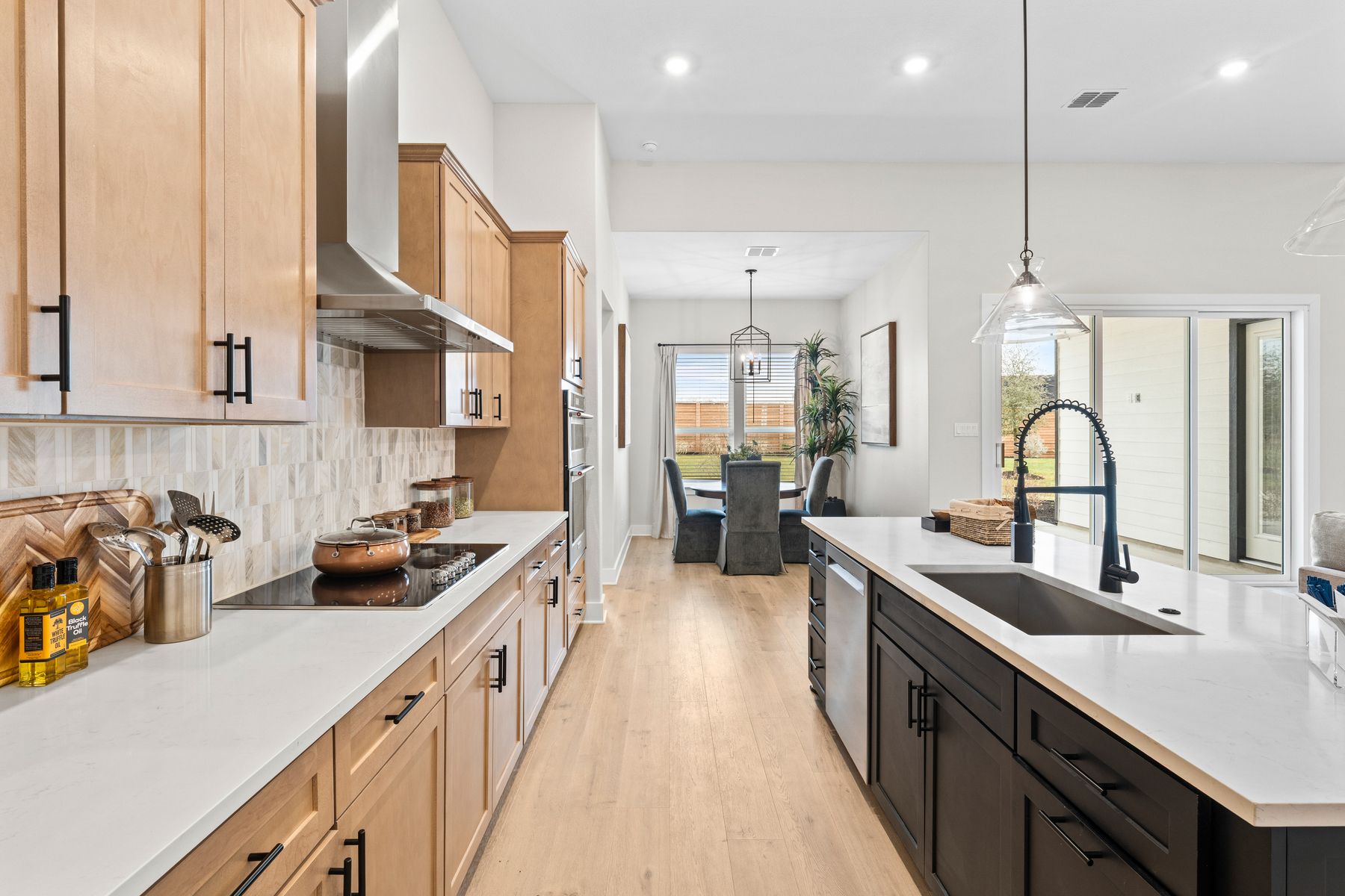 A breakfast nook sits right off of the kitchen. 
