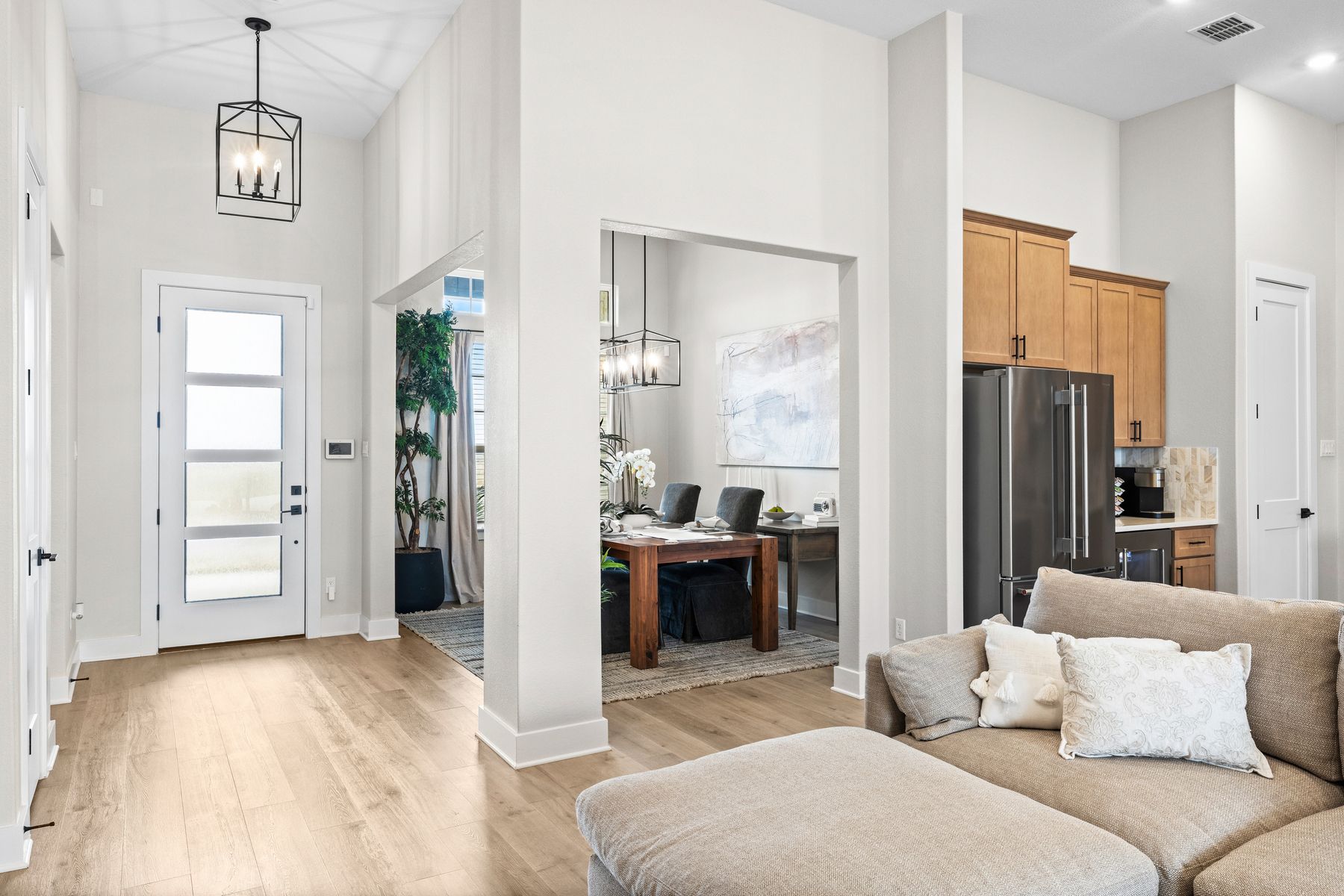 The formal dining room sits right off of the foyer and living room.