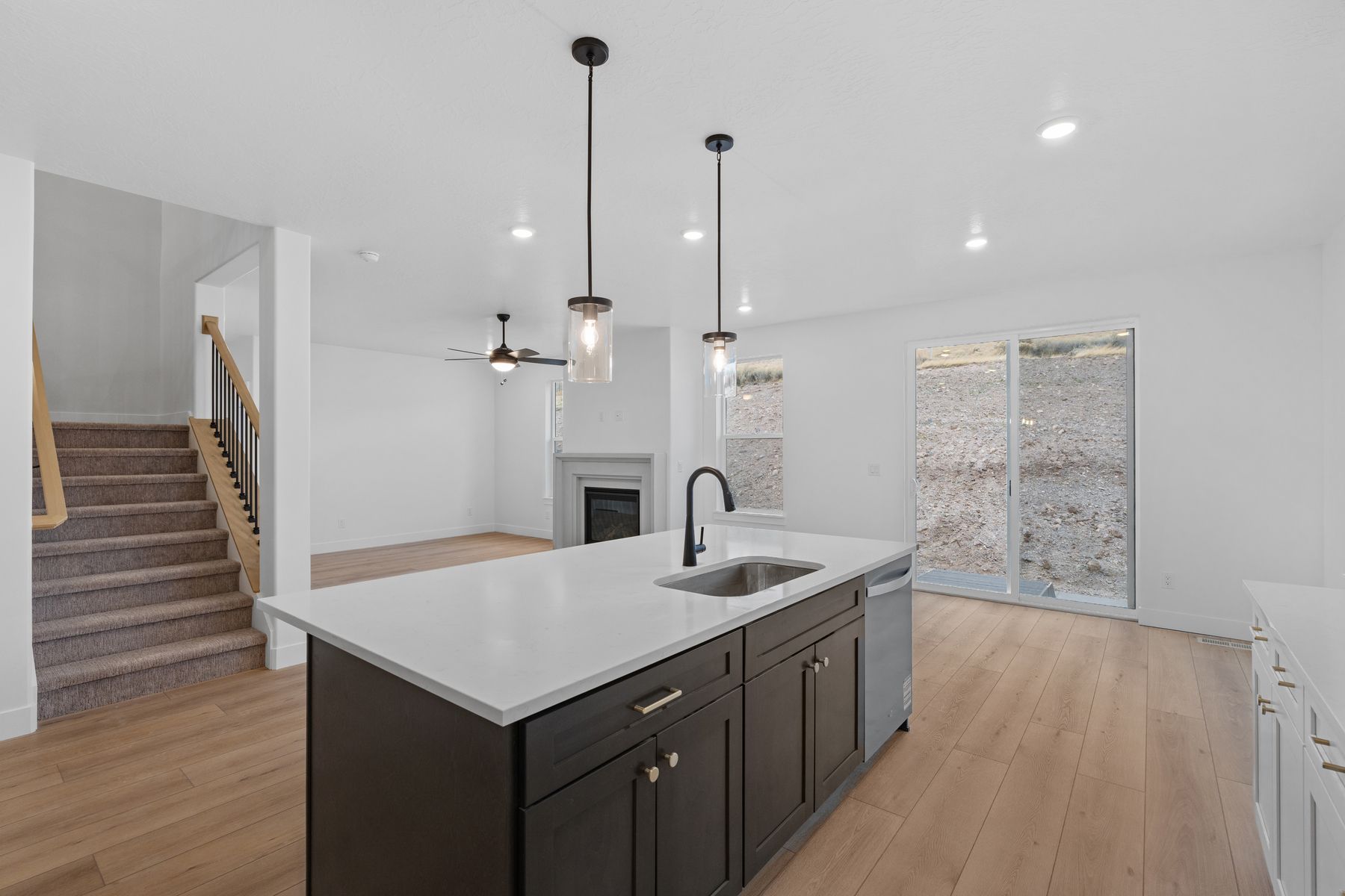 The dining room sits right off of the kitchen.