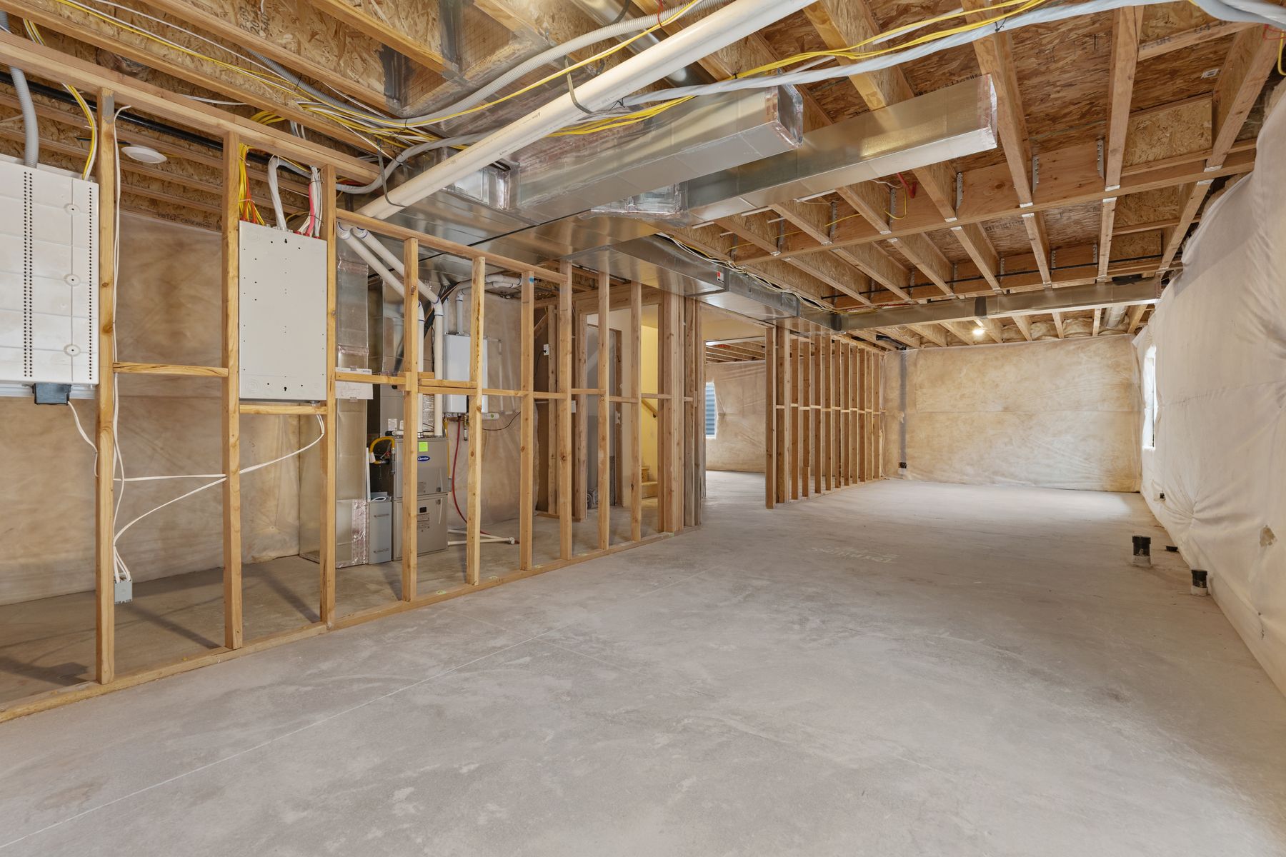 The unfinished basements provide additional space in this home.