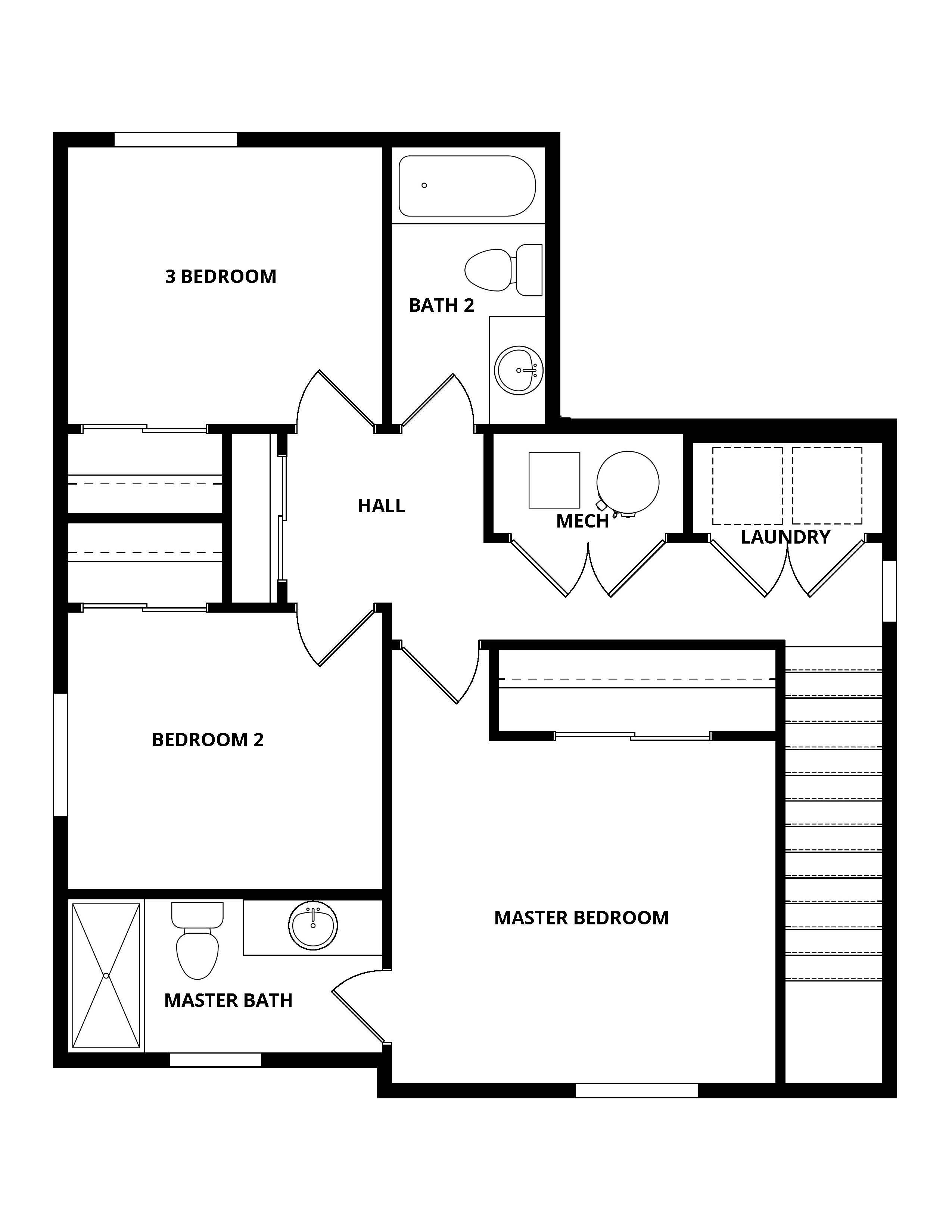 The second floor of the Azalea has the bedrooms.