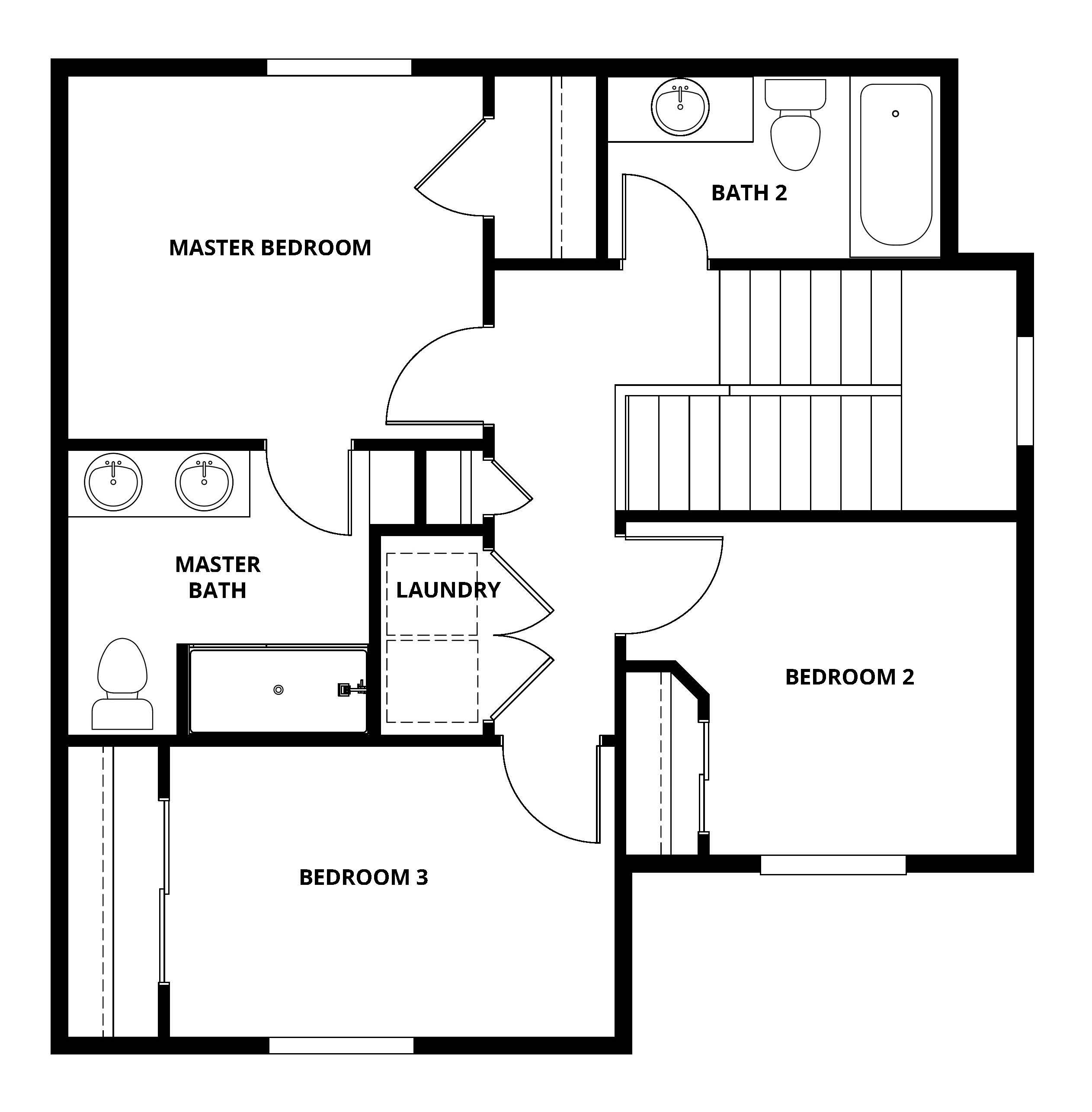 The second floor of the Carnation has the bedrooms.