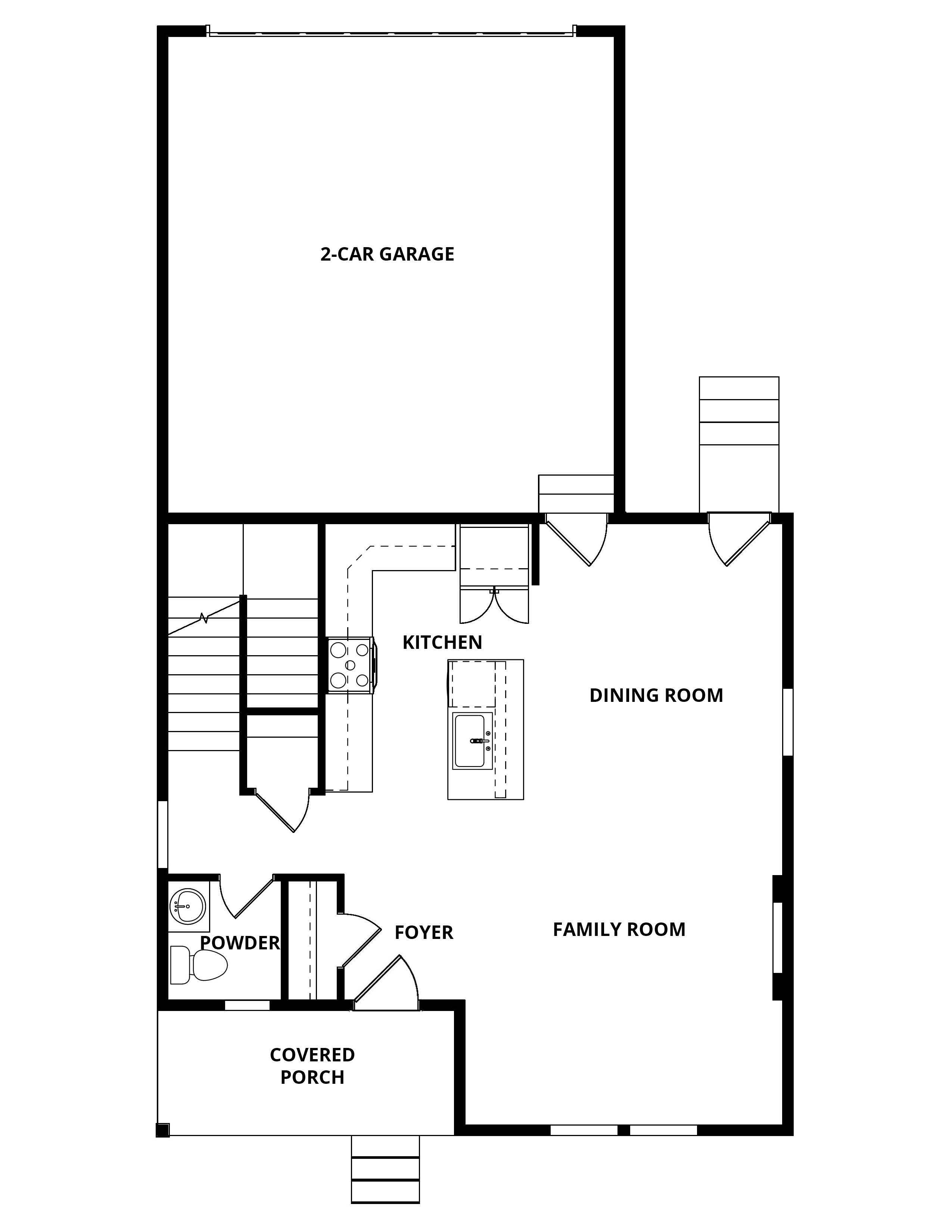 The first floor of the Daisy has the chef ready kitchen and spacious family room.