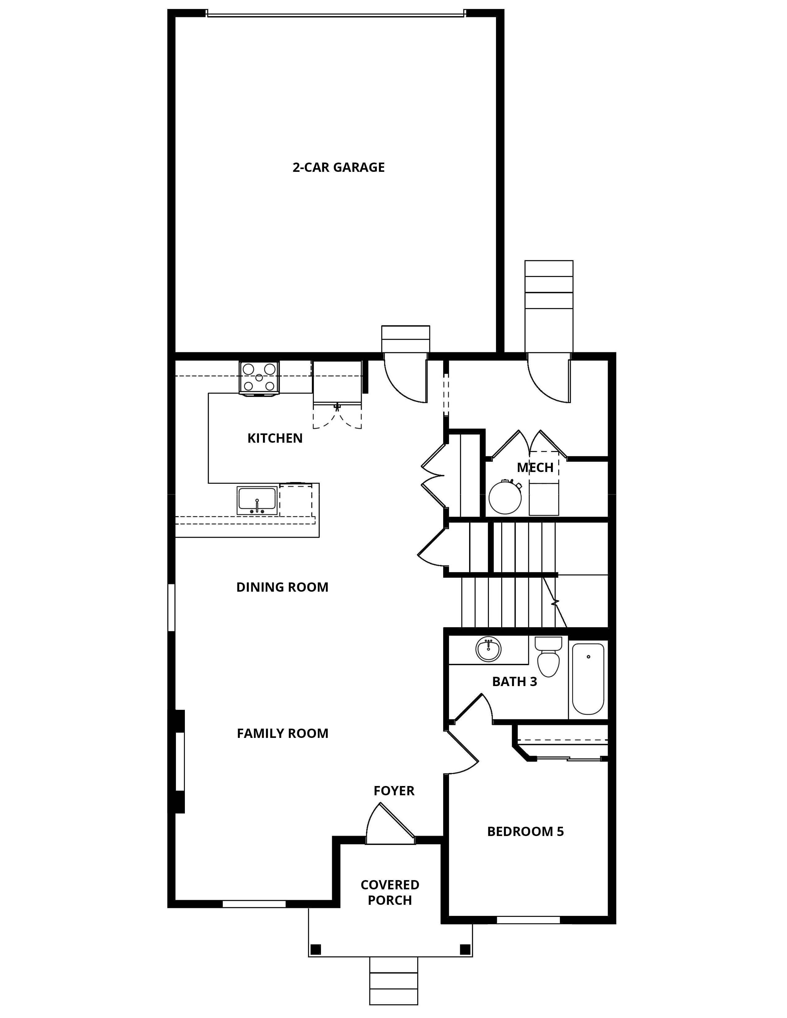 The first floor of the Lily has the chef ready kitchen and spacious family room.